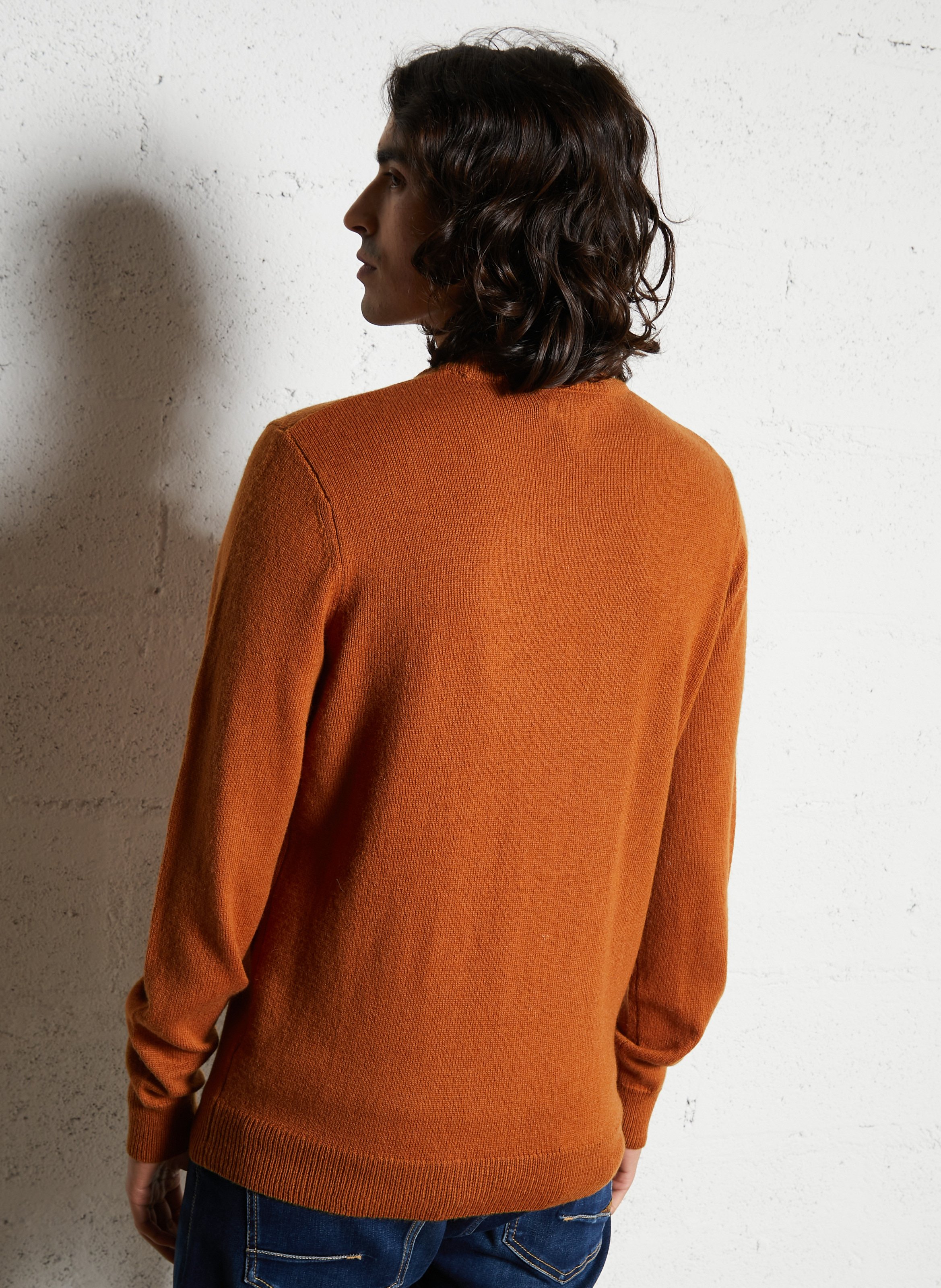 Pull droit col rond en laine FARAH Marron