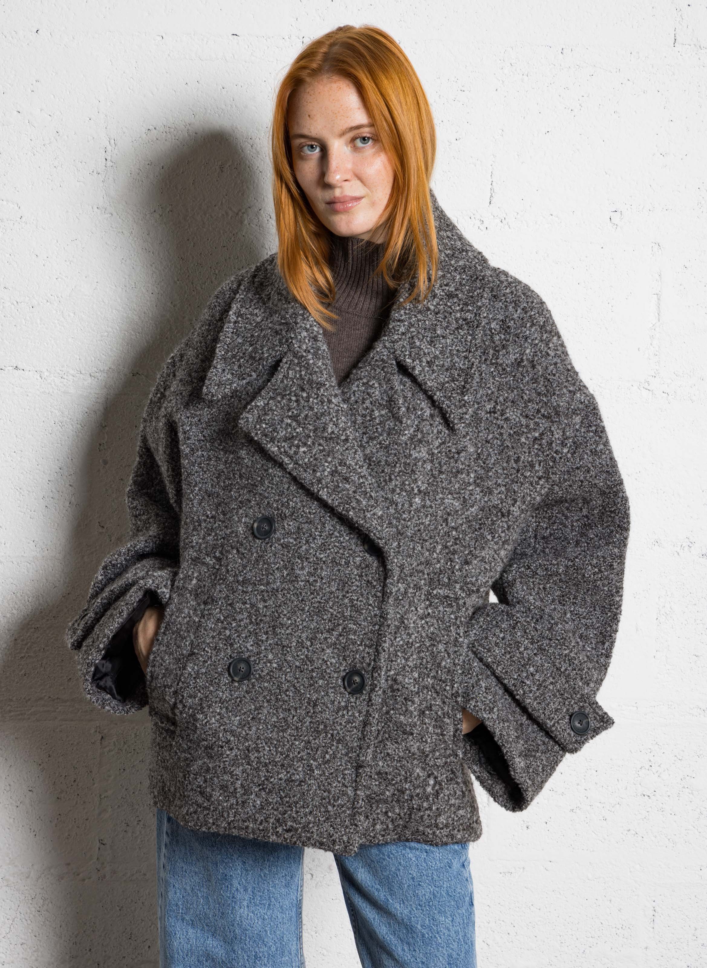 Cropped wool-blend coat MARGAUX LONNBERG Silver