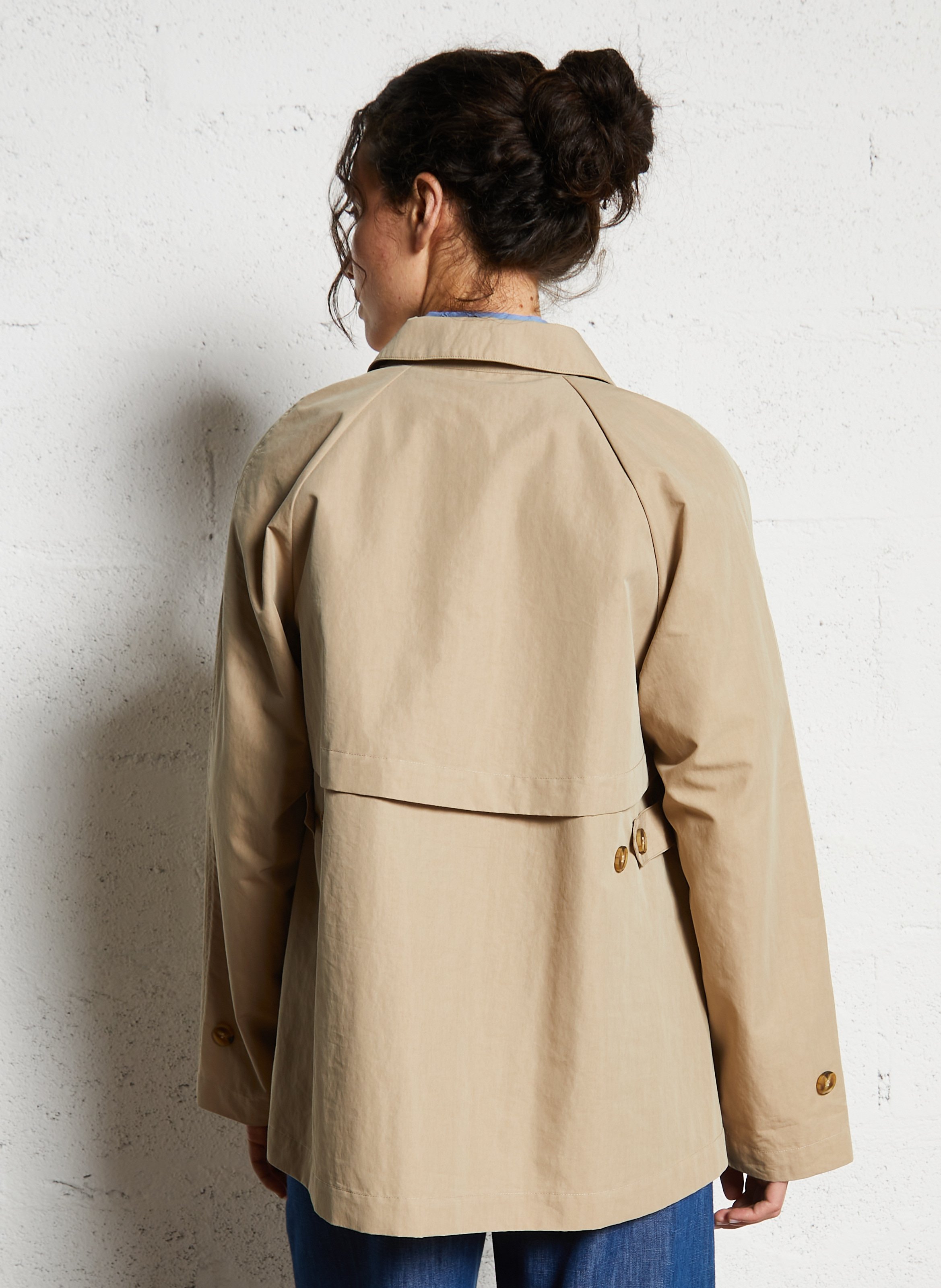 Cotton-blend straight trench coat with classic collar NICE THINGS Beige