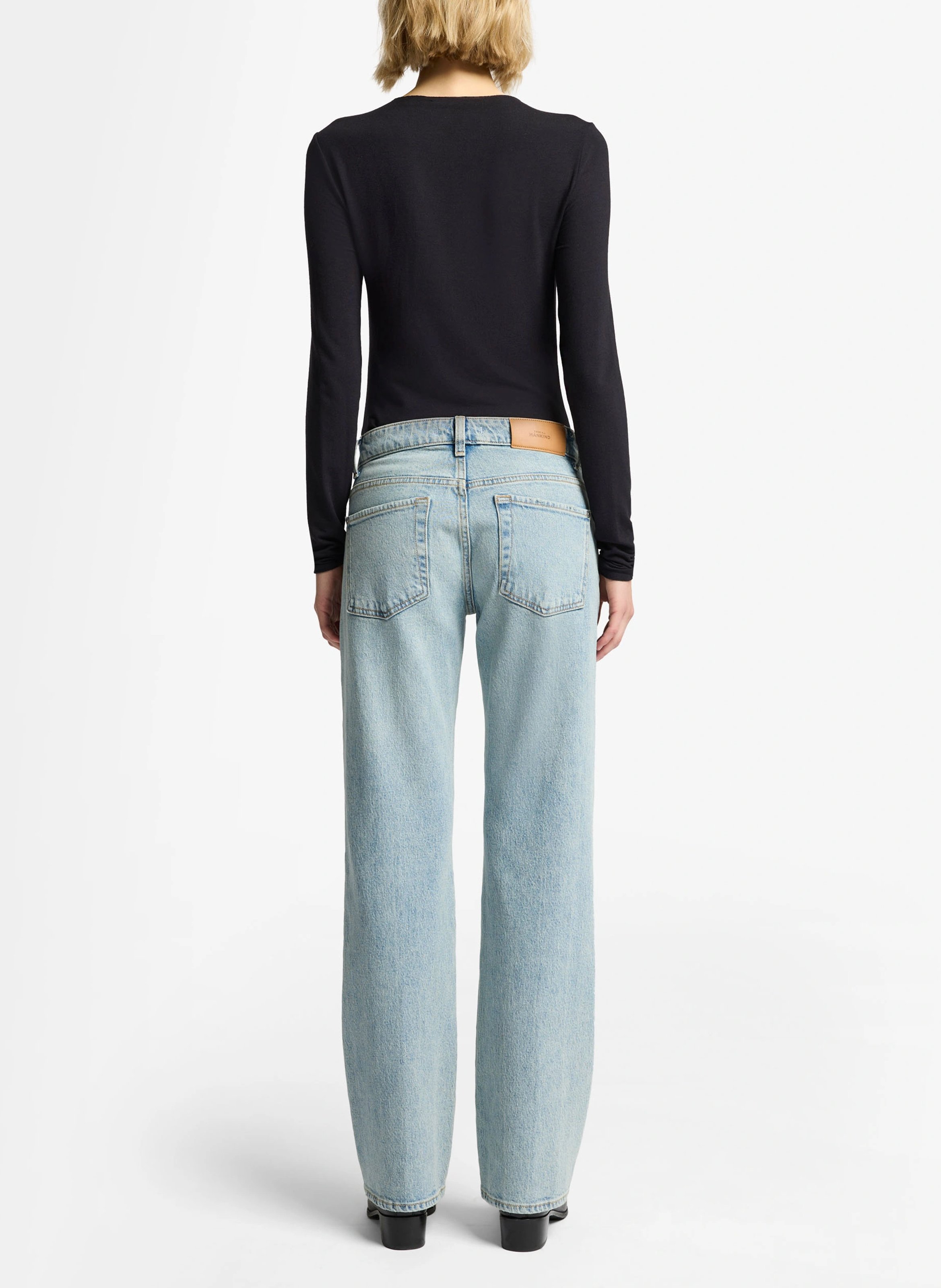 Rechte jeans met medium taille in gewassen denim. 7 FOR ALL MANKIND Blauw