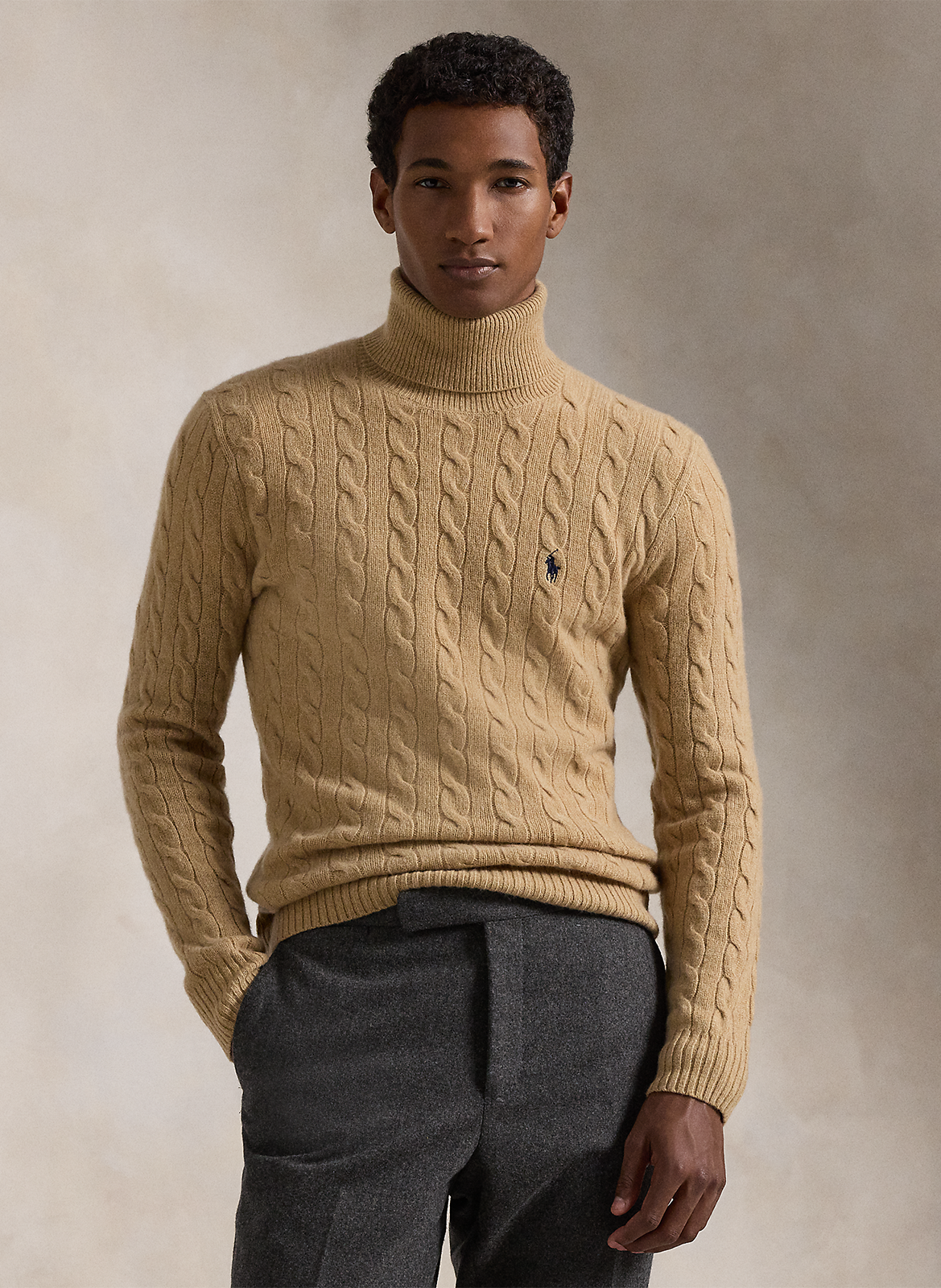 High-neck wool-blend sweater POLO RALPH LAUREN Brown