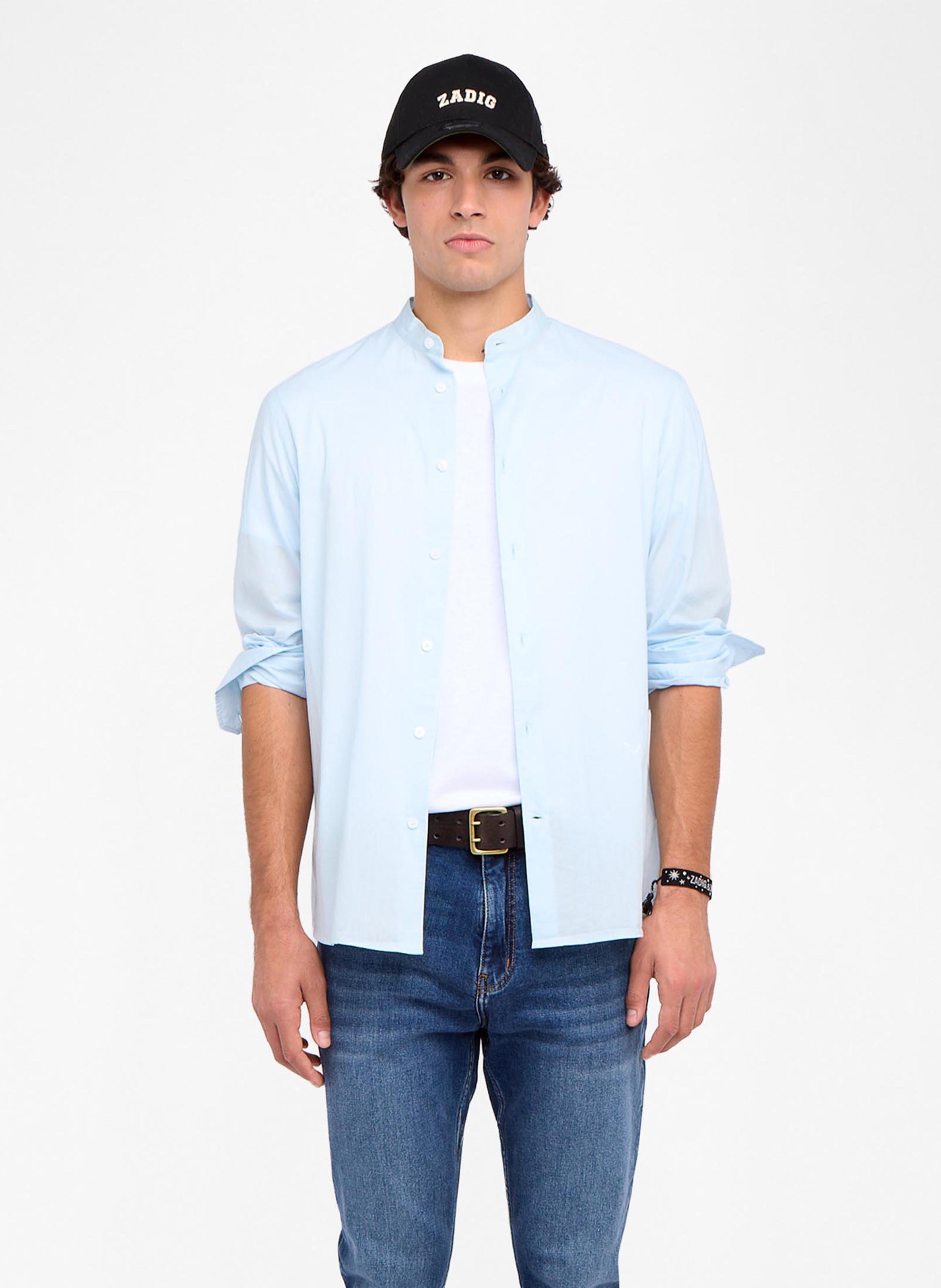 Solid straight button-up shirt ZADIG&VOLTAIRE Blue