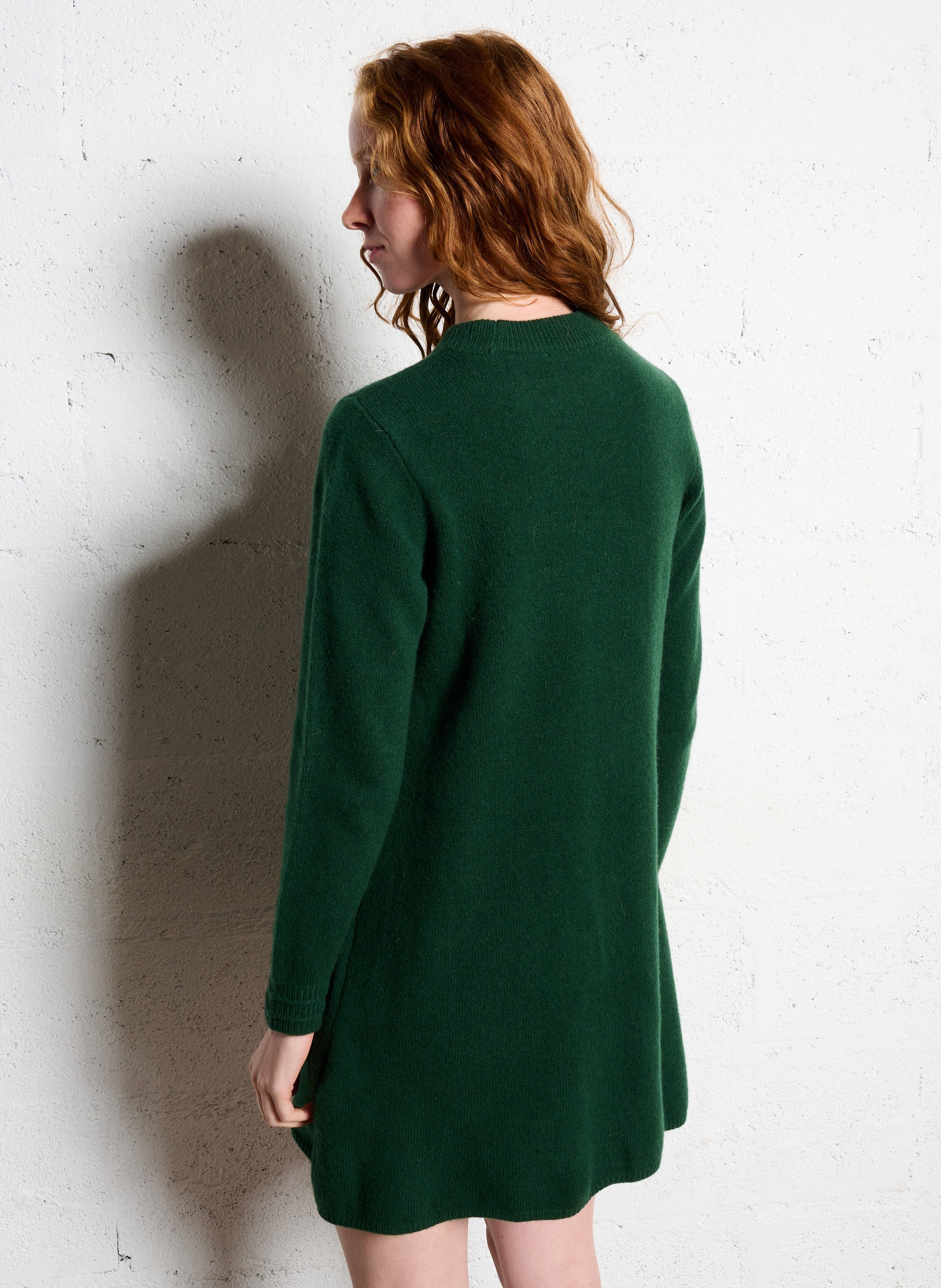 Round neck wool and cashmere sweater dress PETITE MENDIGOTE Green