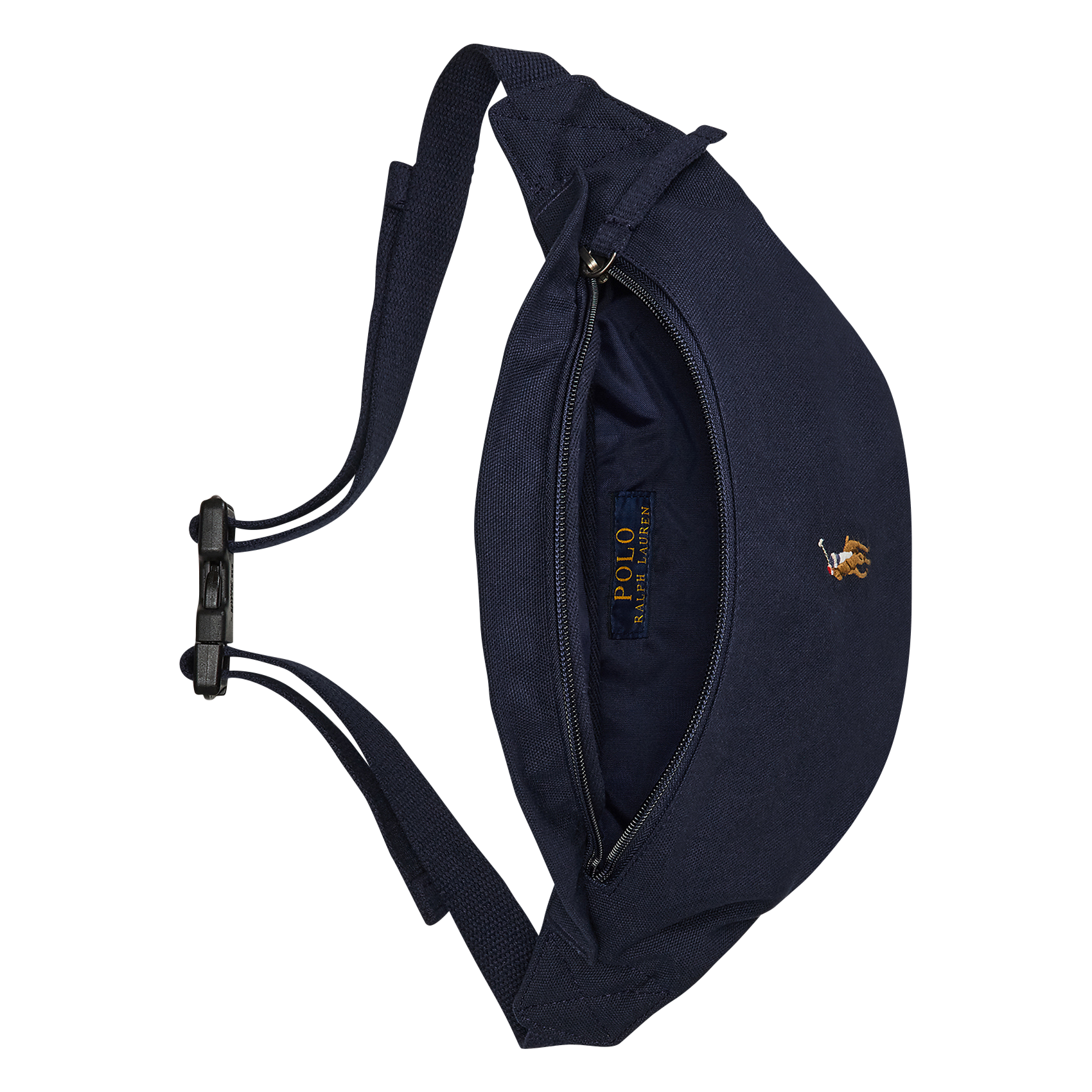 Sac banane unie à logo brodé en coton Bleu