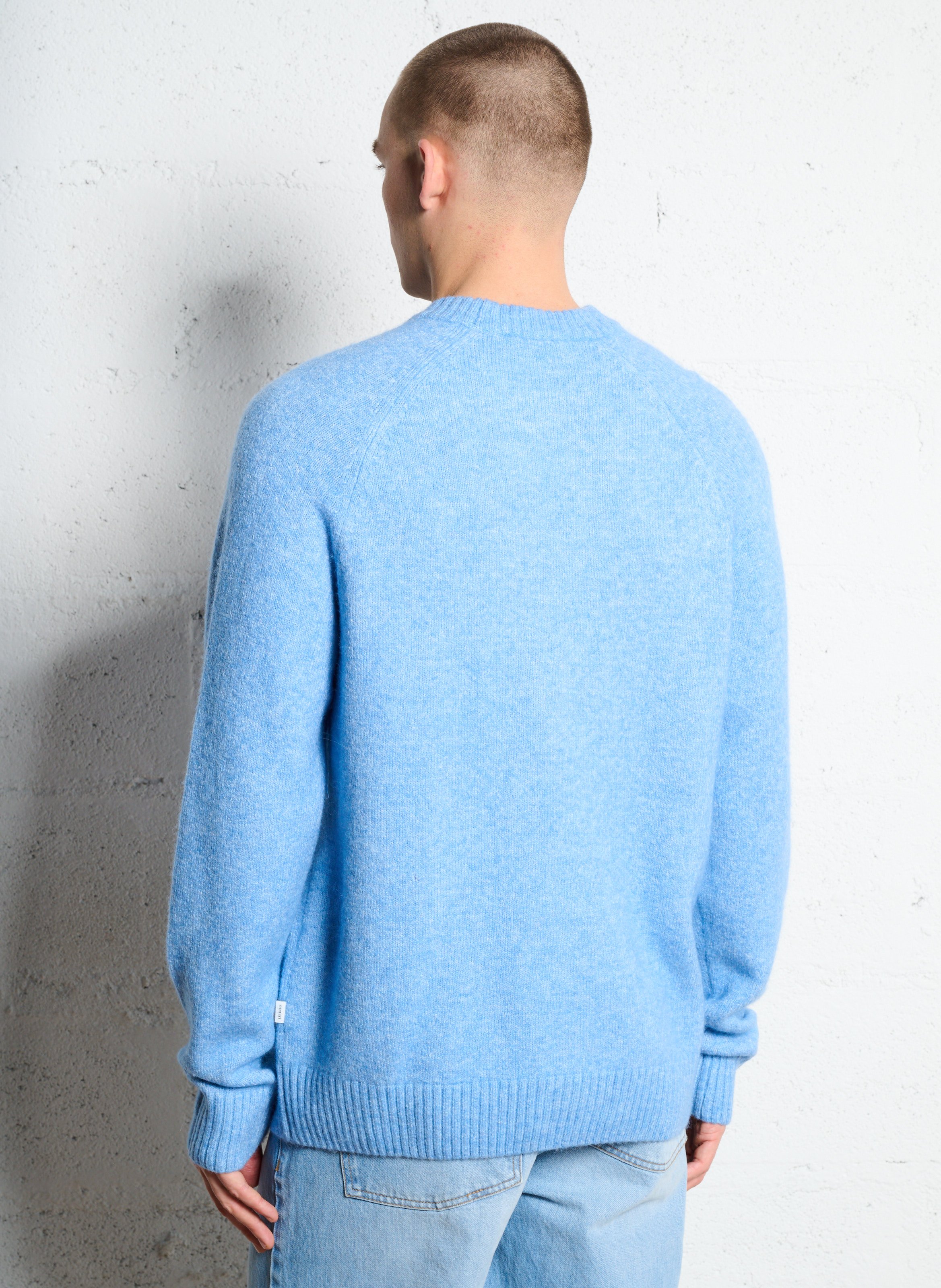 Pull droit col rond en maille mélangée LES DEUX Bleu