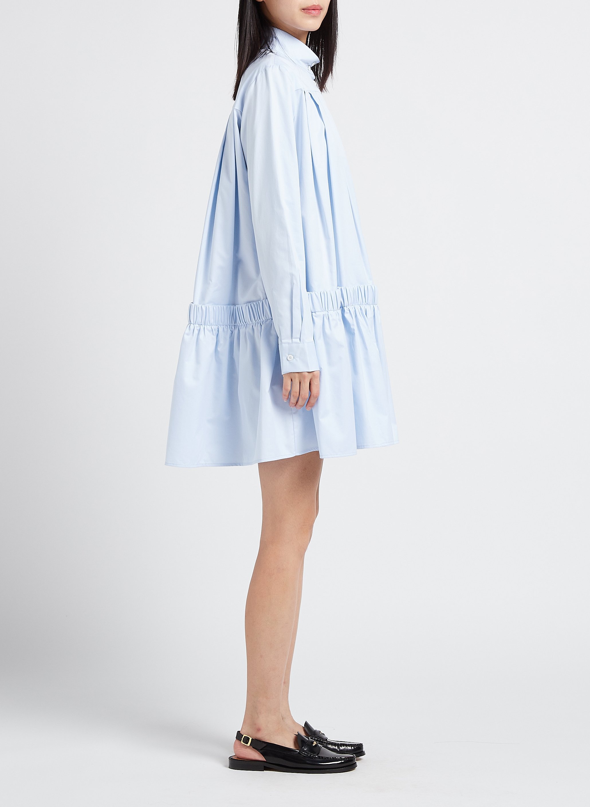 Robe chemise courte en coton MARGAUX LONNBERG Bleu