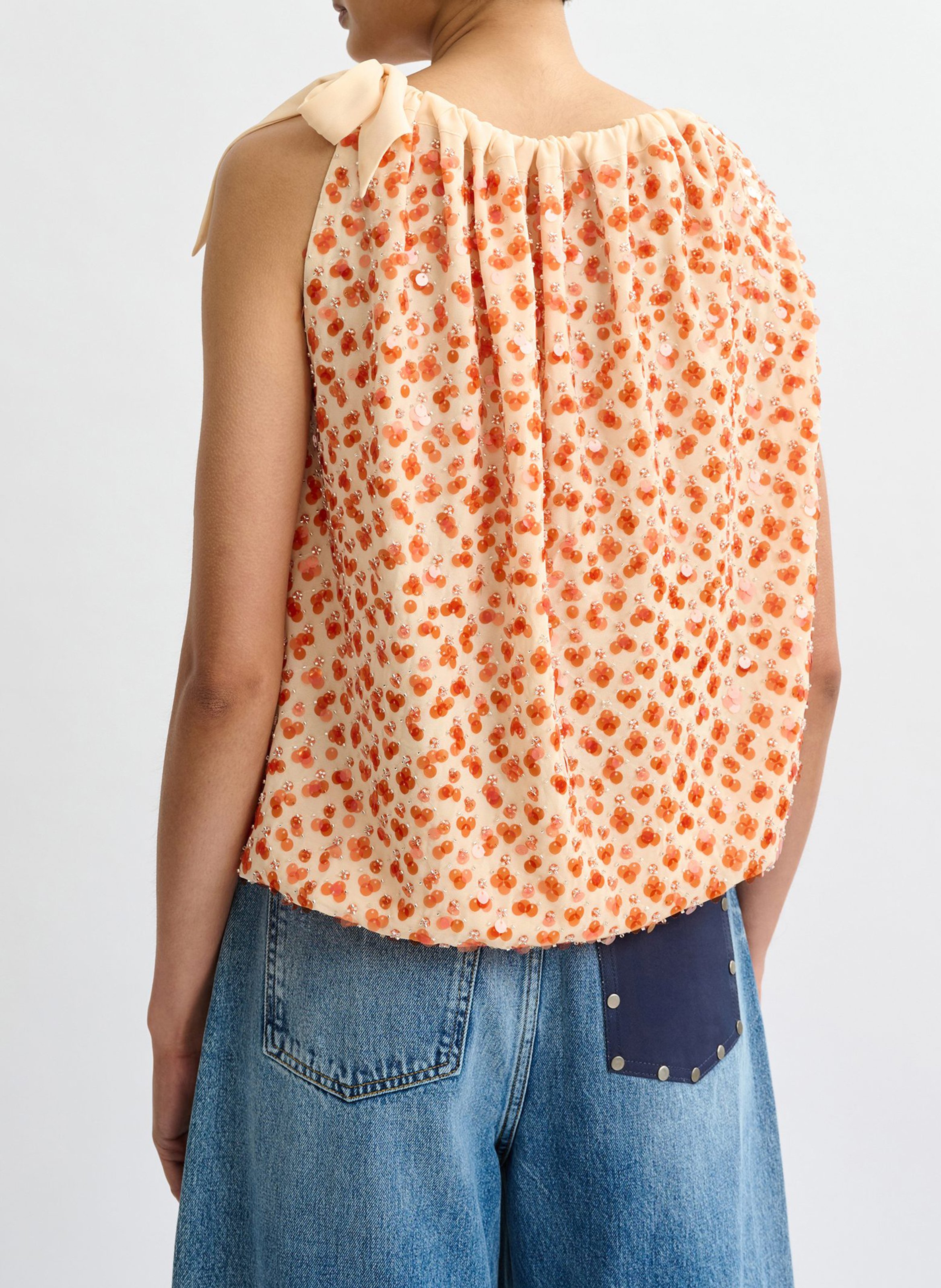Oversize-Top mit Rundhalsausschnitt und Print ESSENTIEL ANTWERP Orange