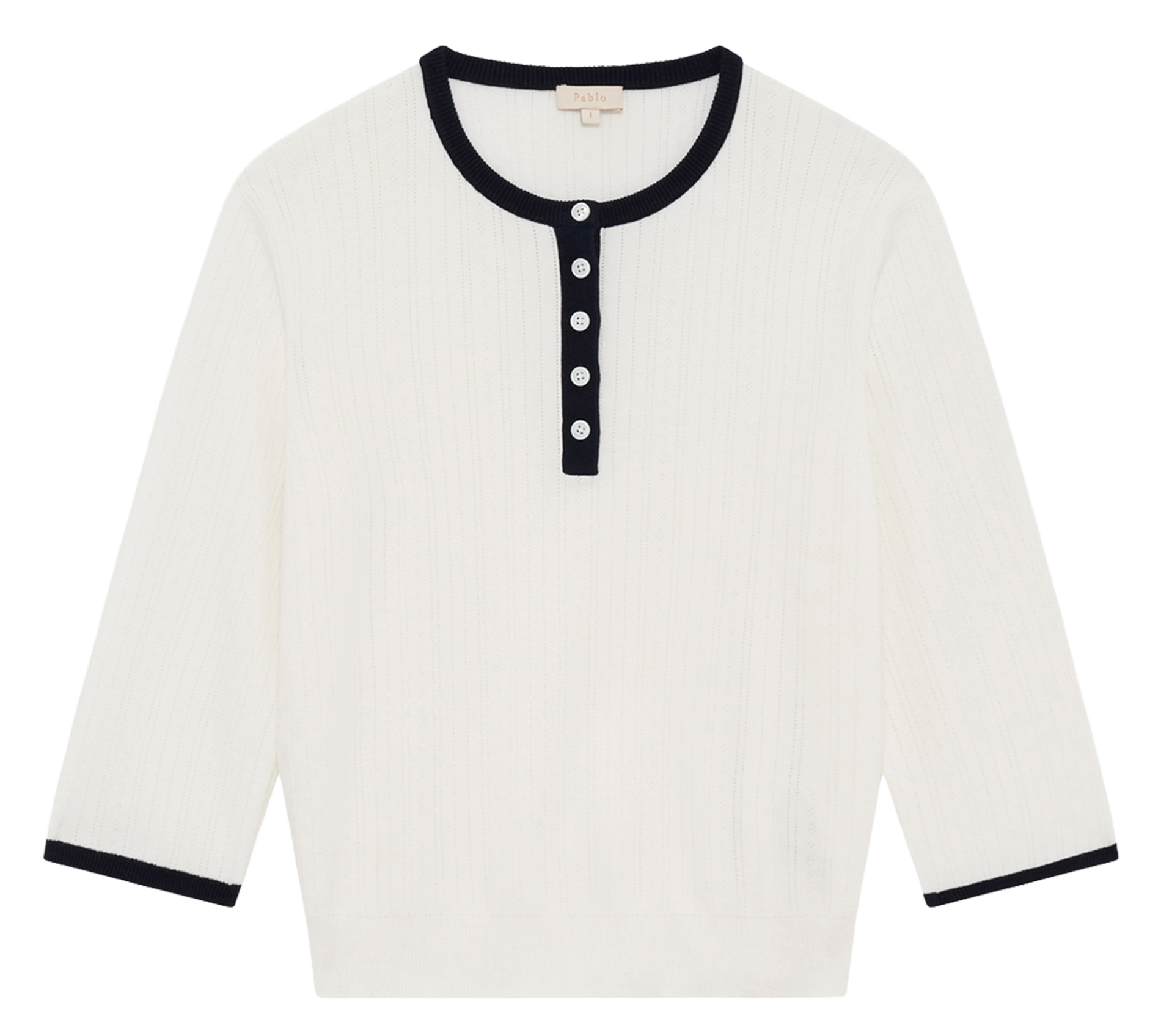 Tee-shirt droit col rond en coton PABLO Blanc