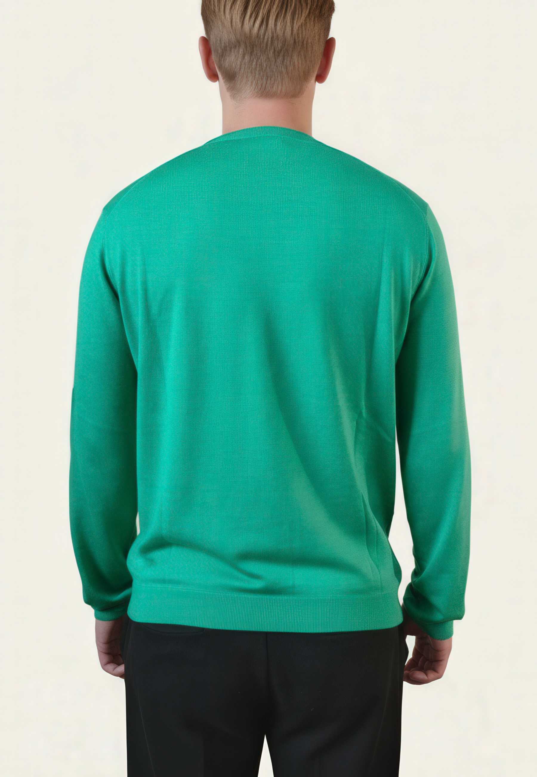Round-neck wool and silk sweater MAISON MONTAGUT Green
