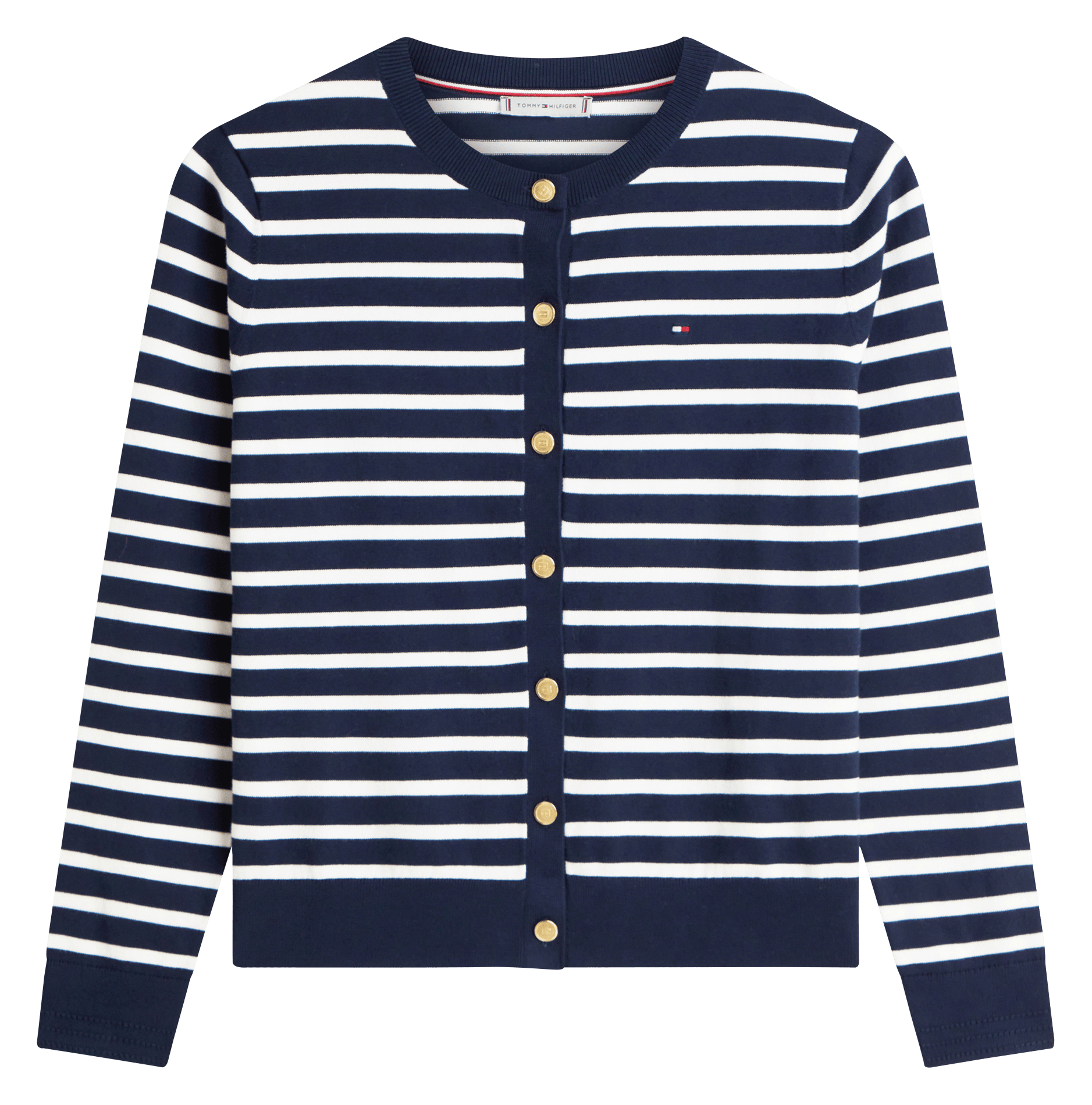 Gilet col rond en coton bio mélangé TOMMY HILFIGER Bleu