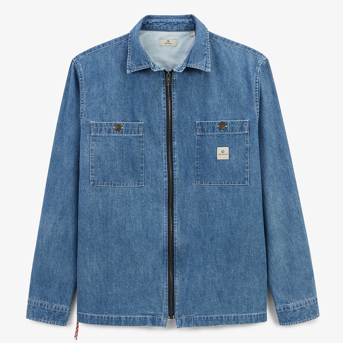 Zip-up cotton shirt jacket SERGE BLANCO Blue