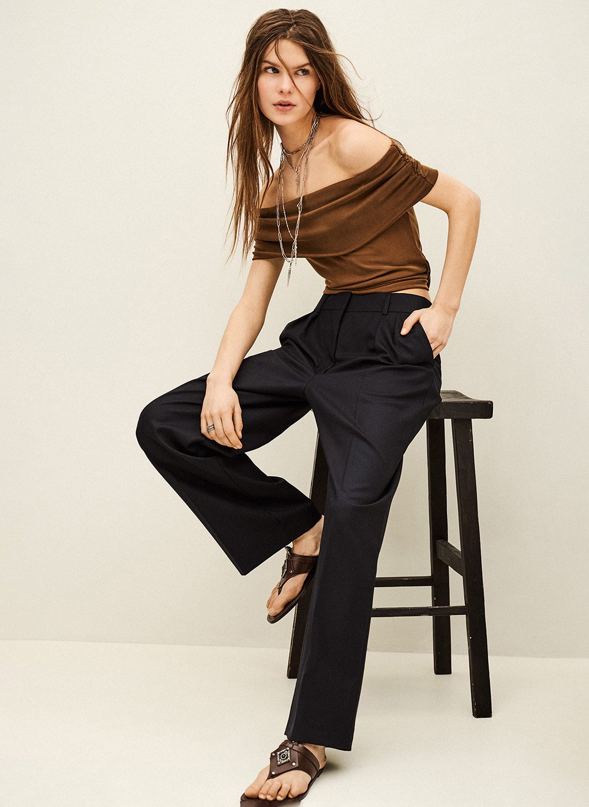 High-waisted wool carrot pants BA&SH Blue