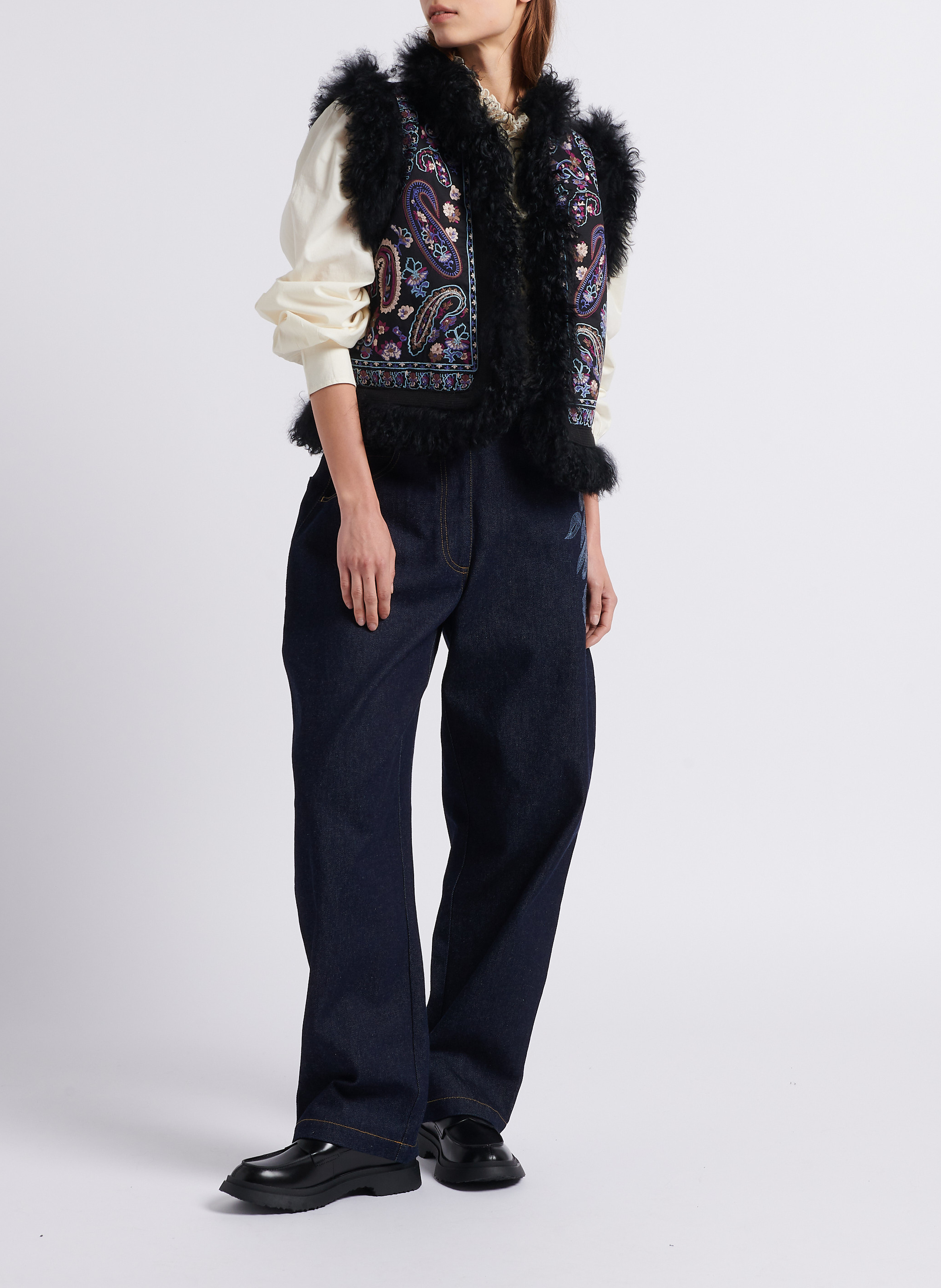 Gilet droit en coton ANTIK BATIK Noir