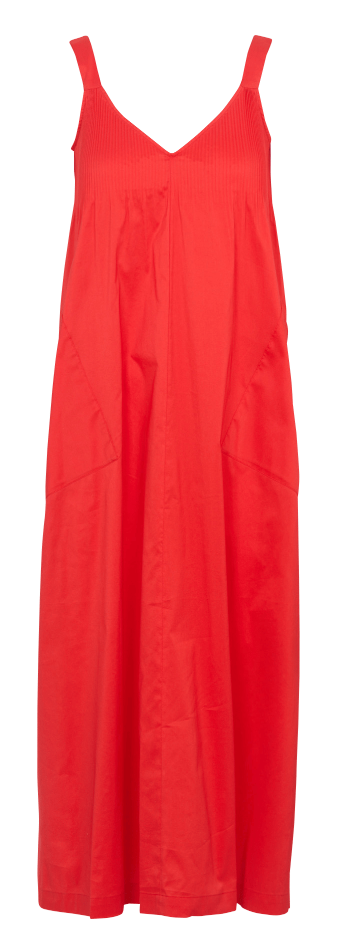 Long cotton-blend V-neck dress COTELAC Red