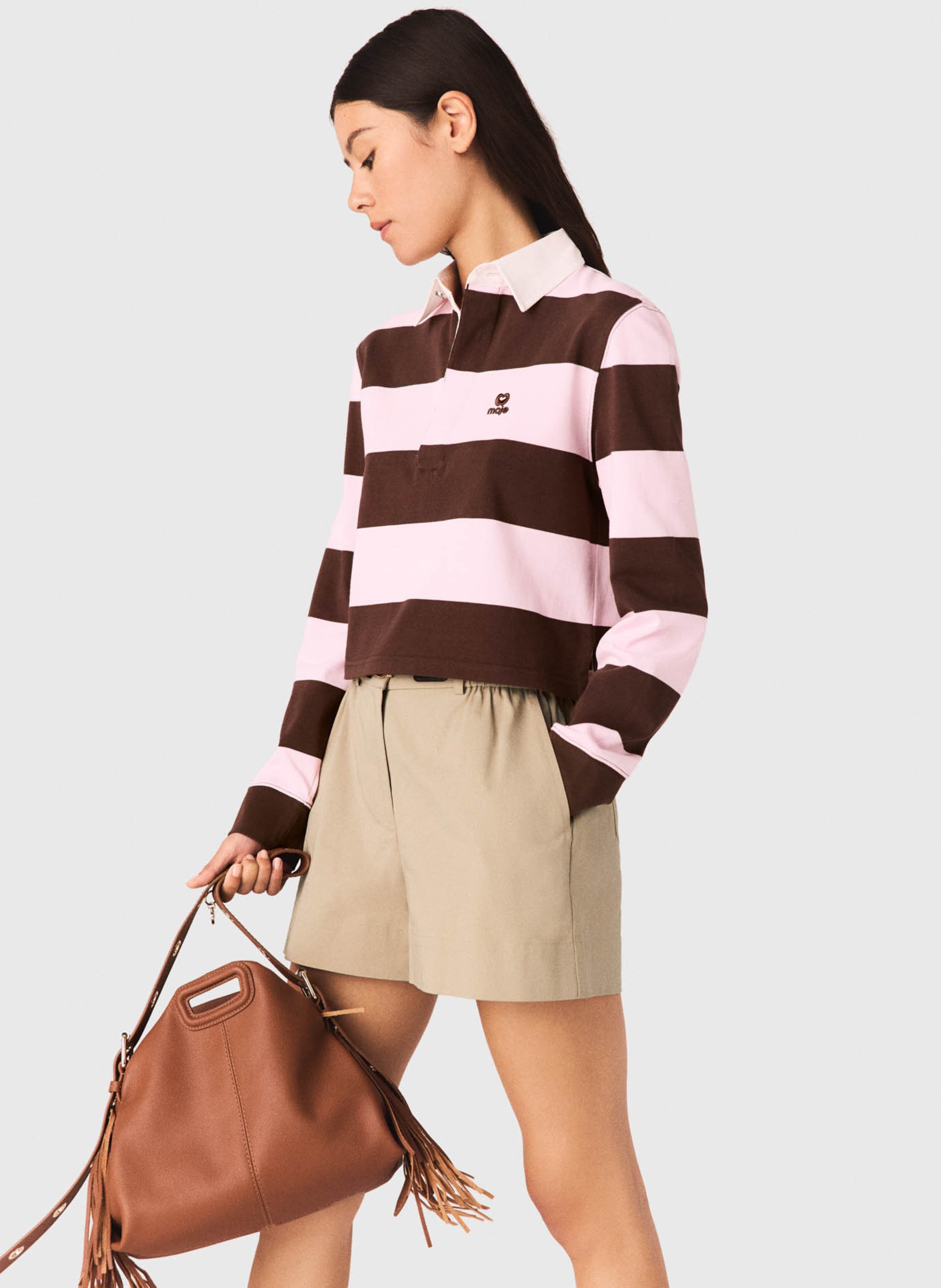 Straight cotton polo shirt MAJE Brown