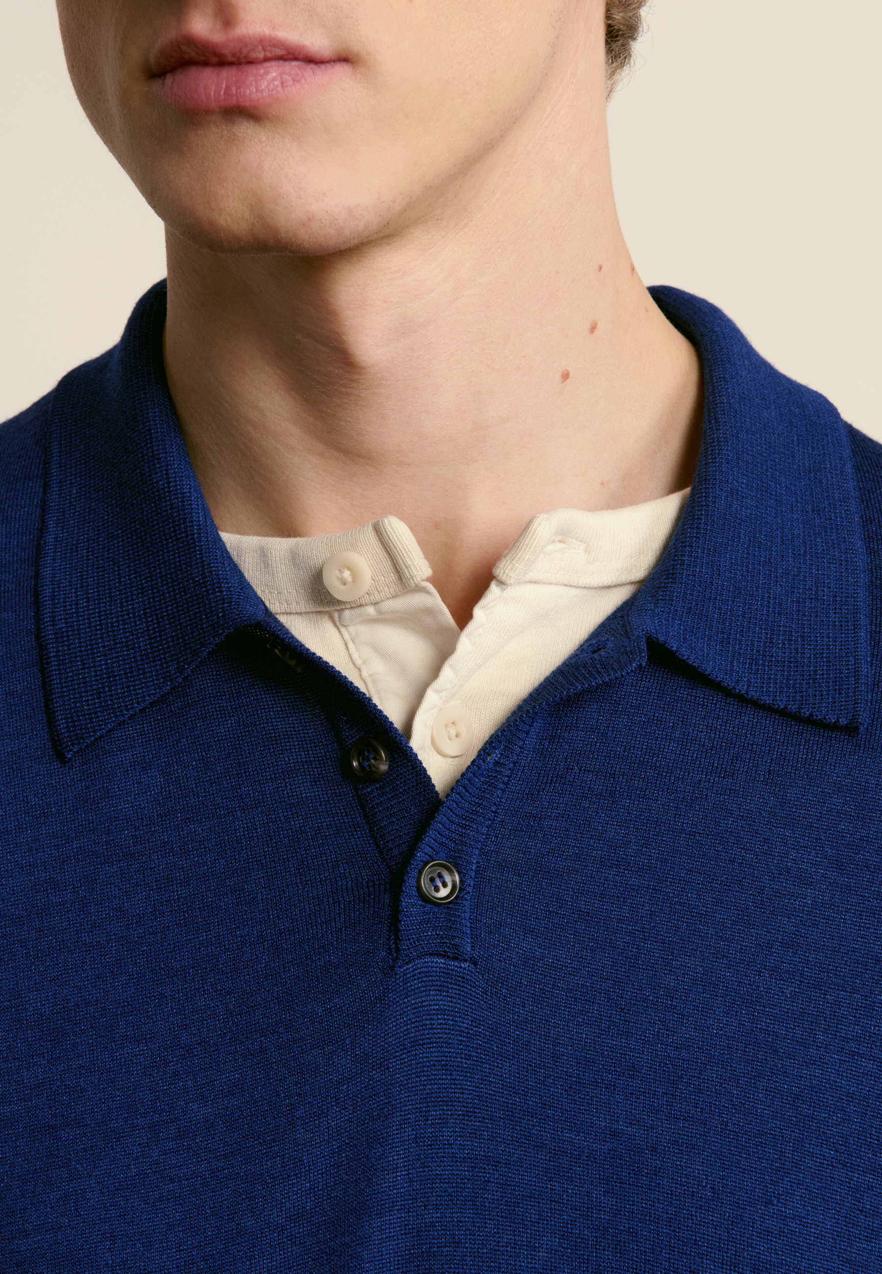 Wool and silk polo neck sweater MAISON MONTAGUT Blue