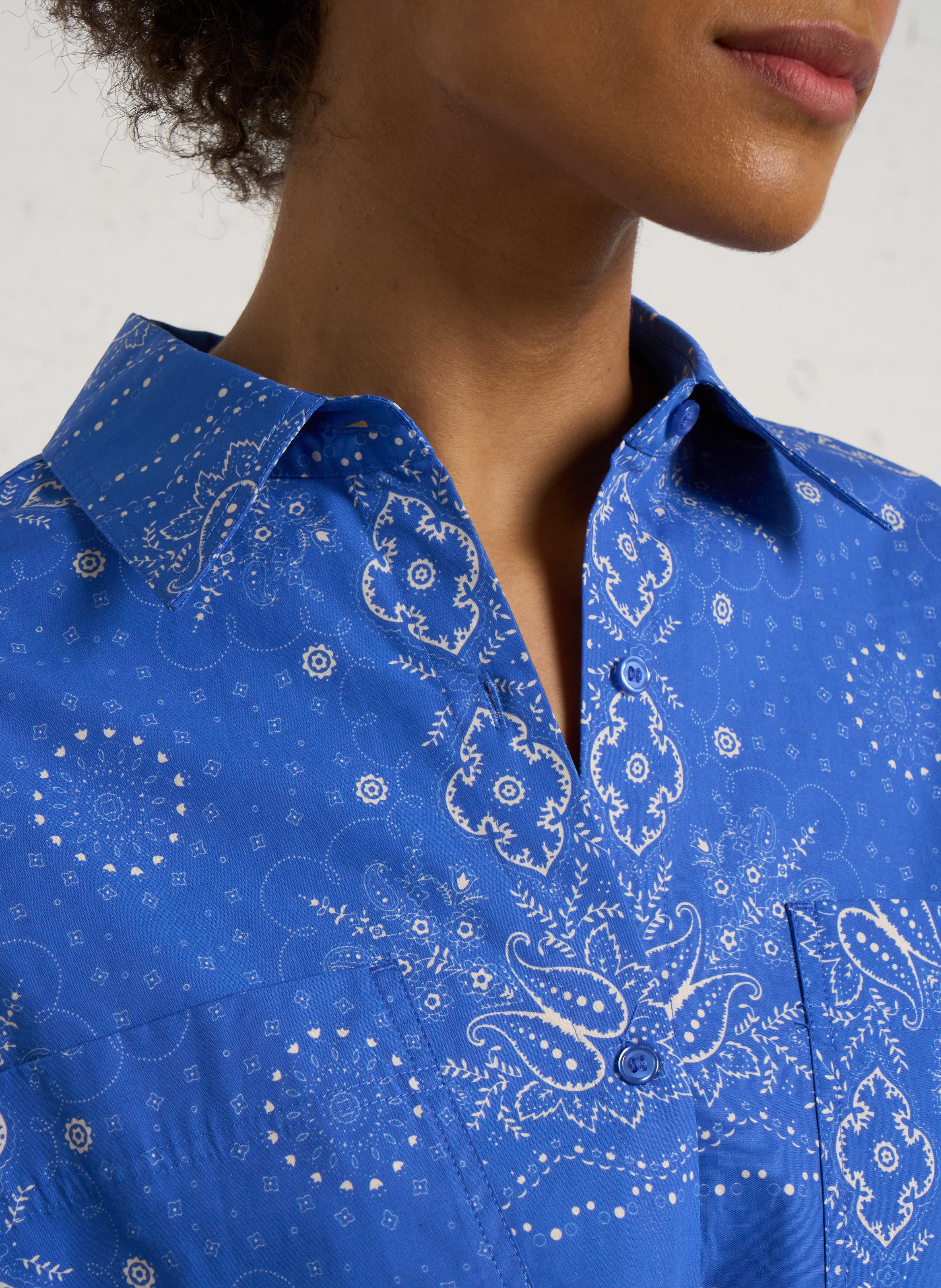 Weites kurzes bedrucktes Hemd BENSIMON Blau