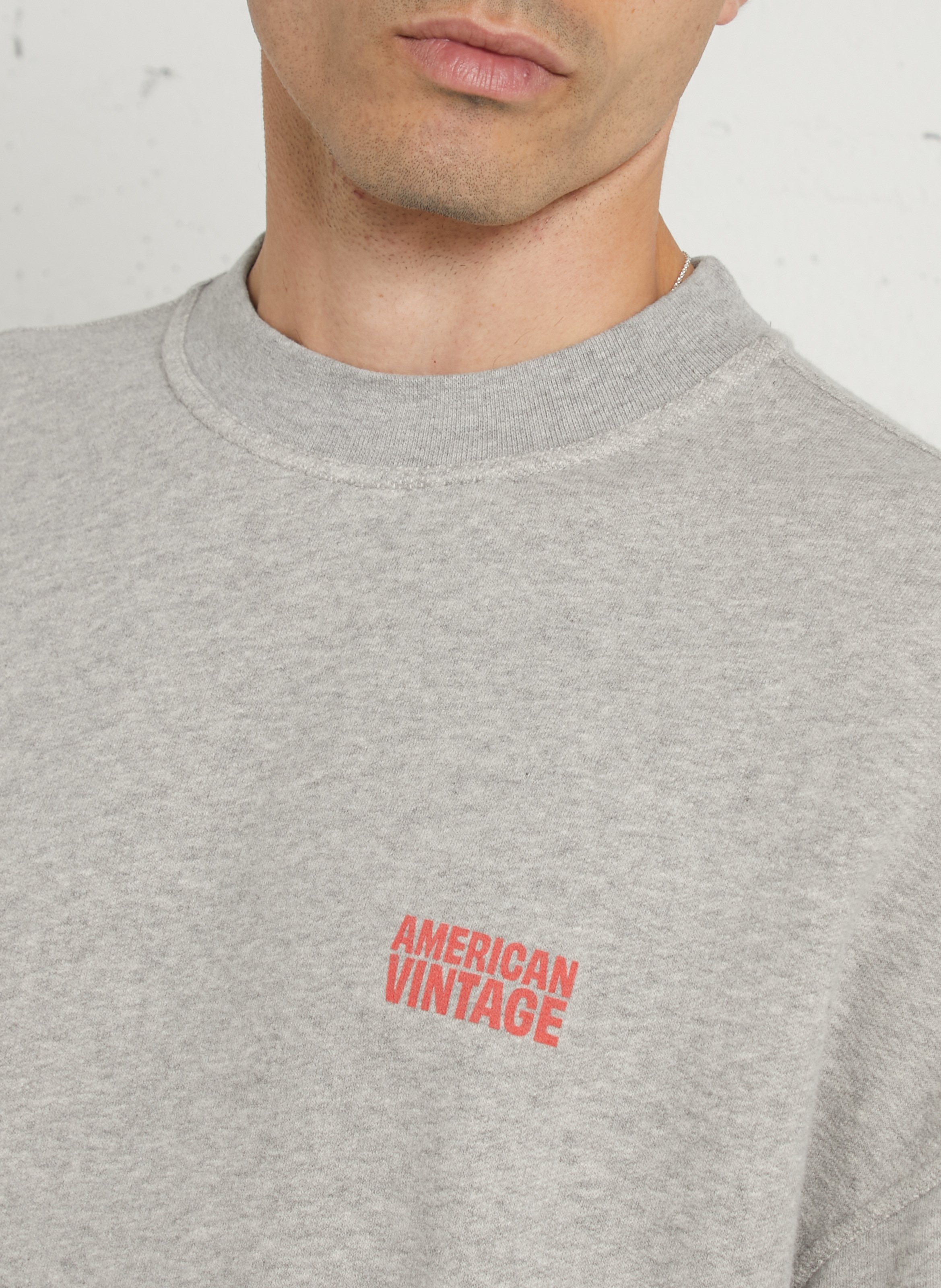 Tee-shirt col rond en coton AMERICAN VINTAGE Gris