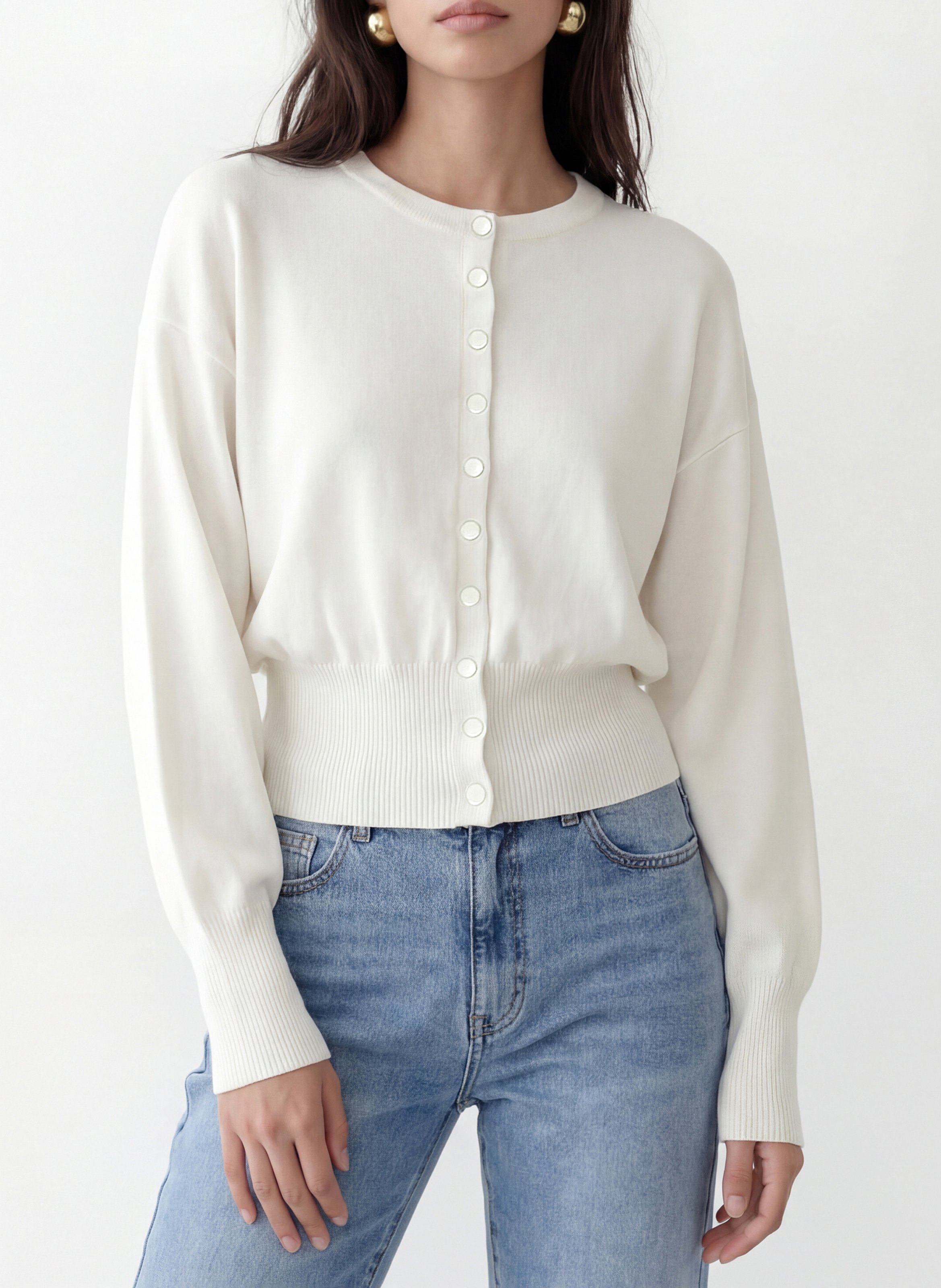 Cardigan cintré uni col rond KOOKAI