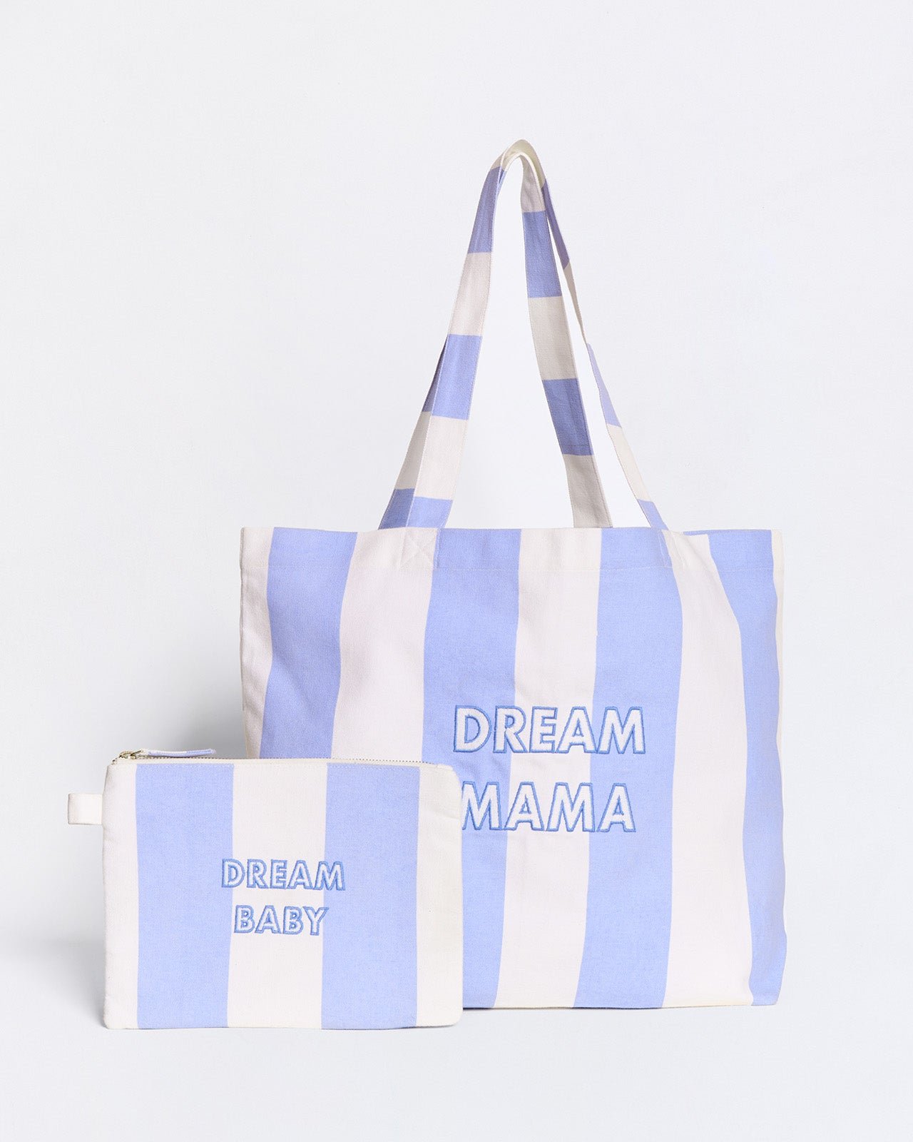 Embroidered Striped Tote Bag Dream Mama EMOI EMOI Blue