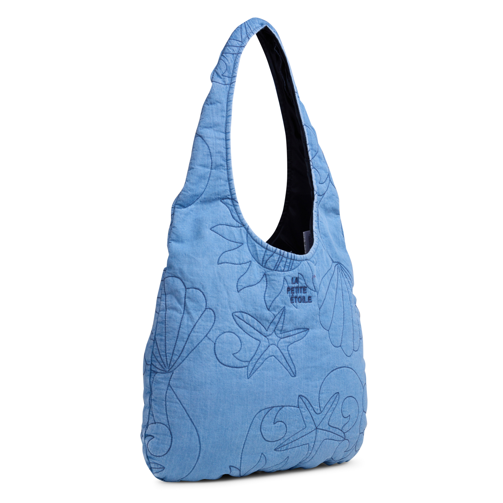 Tasche mit Denim-Effekt und bestickten Mustern LA PETITE ETOILE Stone-bleached Jeans