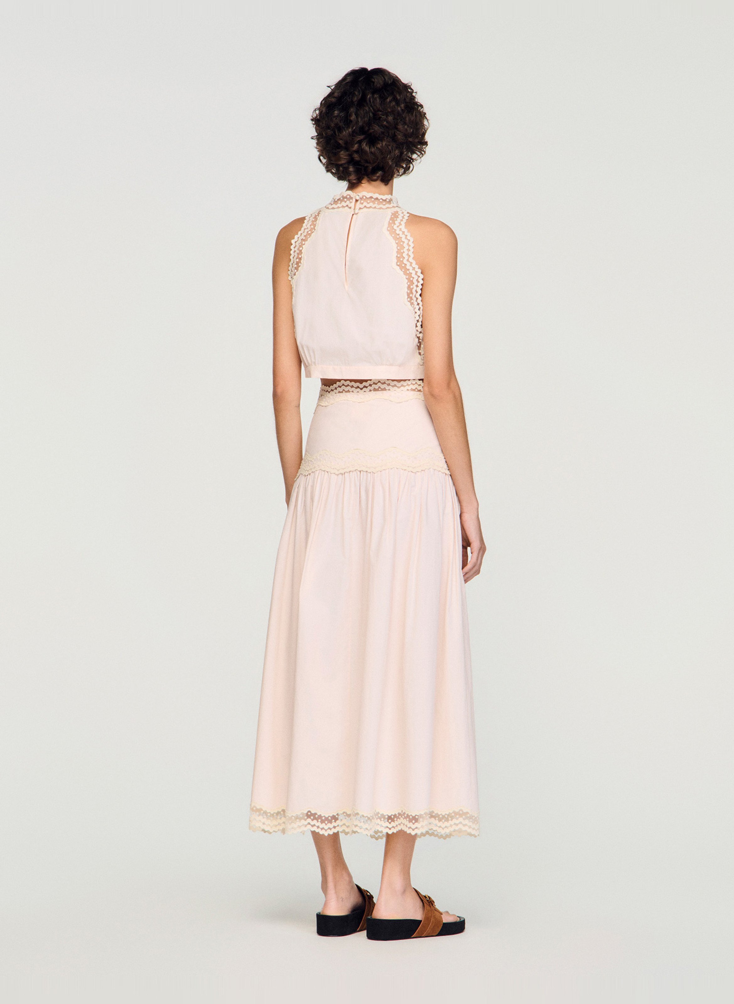 Jupe longue en coton SANDRO Rose