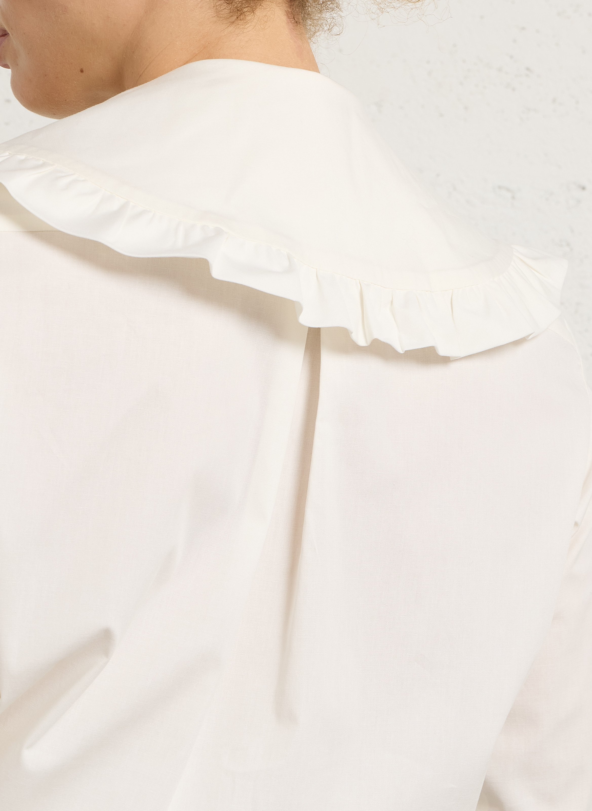 Bluse aus Baumwoll-Mix mit Bubikragen ELISE CHALMIN Weiss