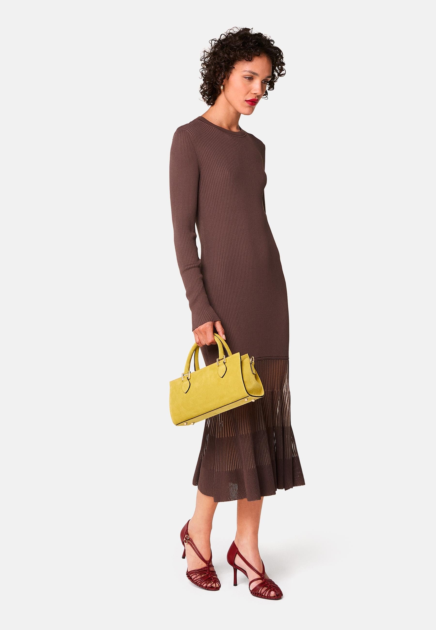 Long dual-fabric dress RODIER Brown