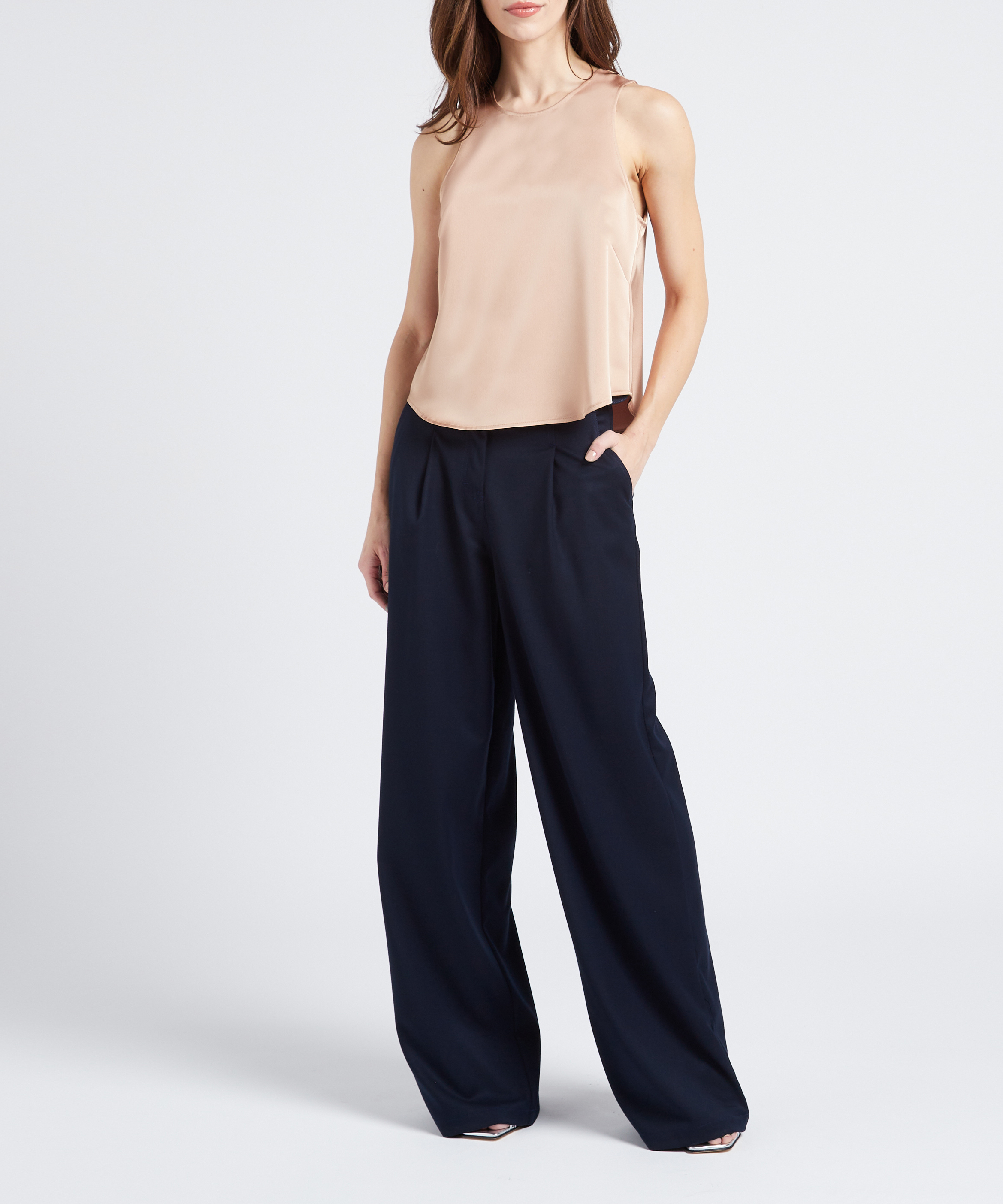 Wijde bandplooibroek met hoge taille COLLECTORS CLUB Blauw