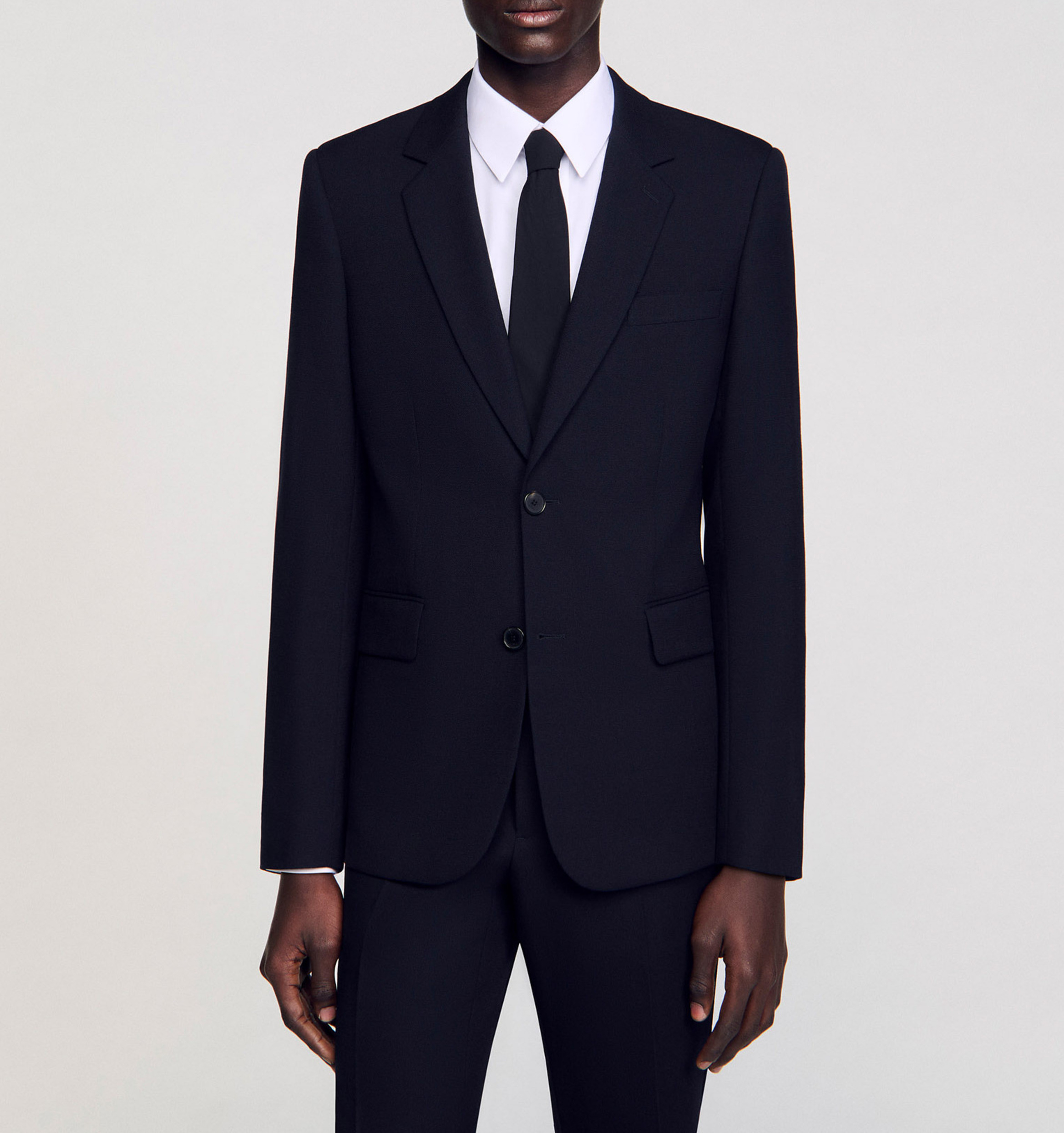 Veste col tailleur en laine SANDRO Bleu