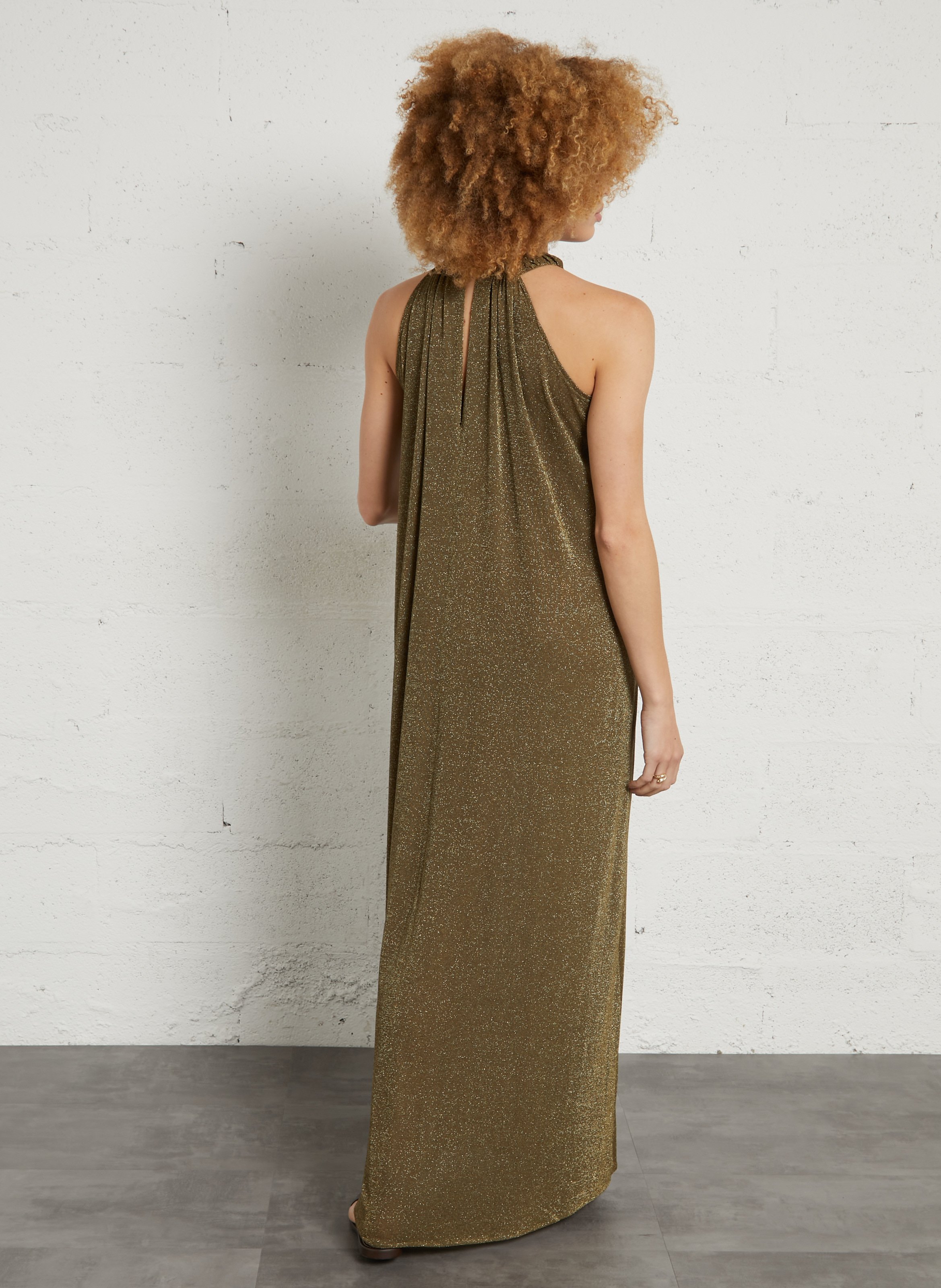 Robe longue pailletée MOMONI Marron