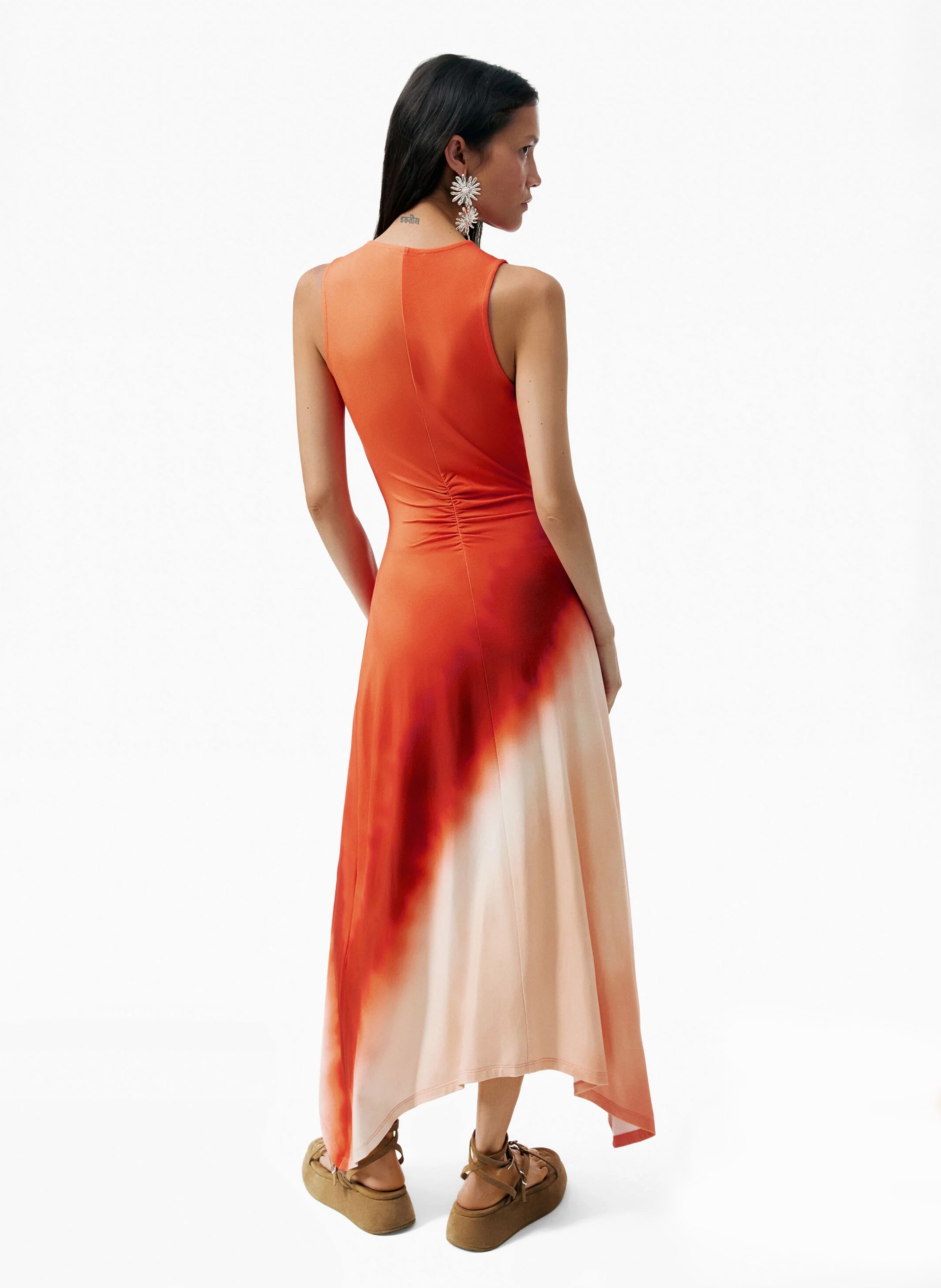 Robe longue asymétrique DESIGUAL Orange