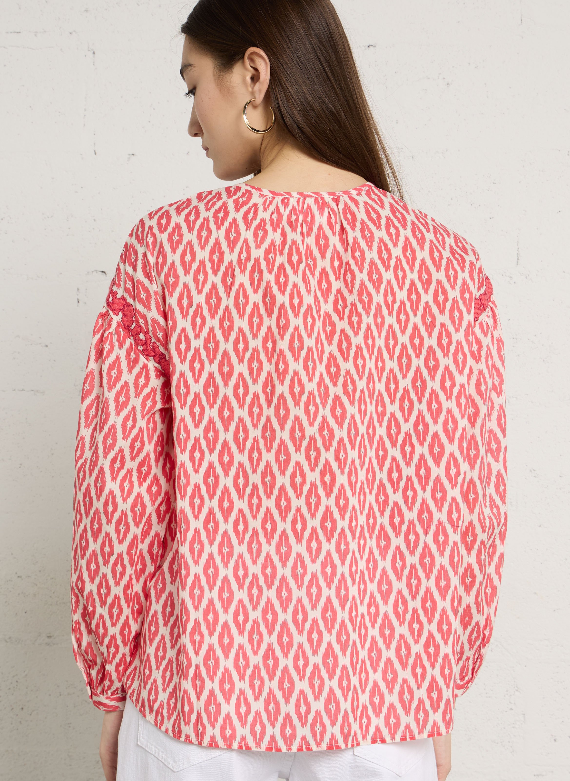 Katoenen blouse met ronde hals SUD EXPRESS Rood