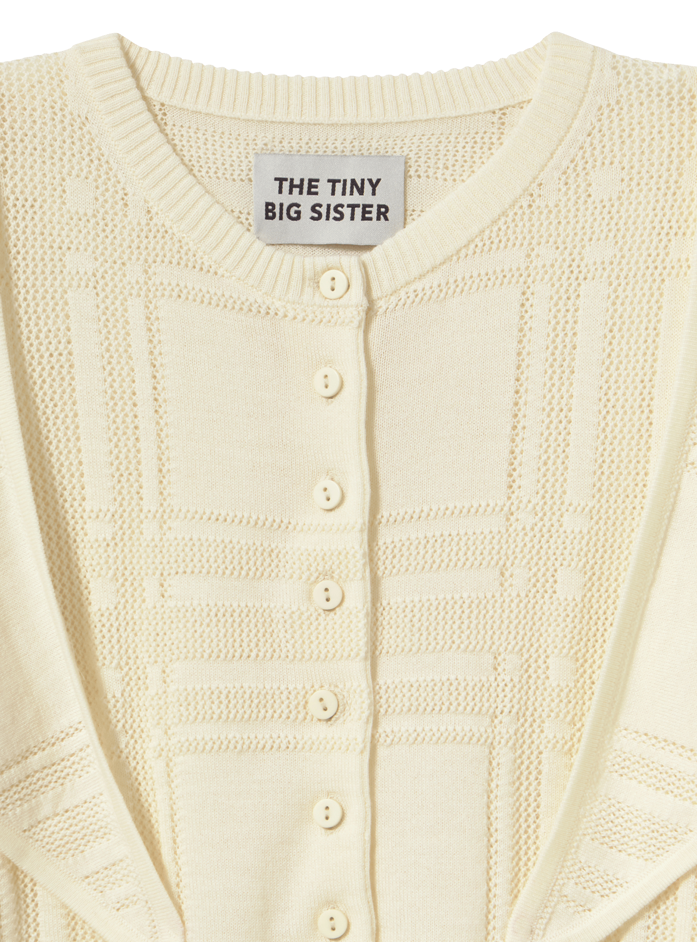 Gilet col rond en laine THE TINY BIG SISTER Beige