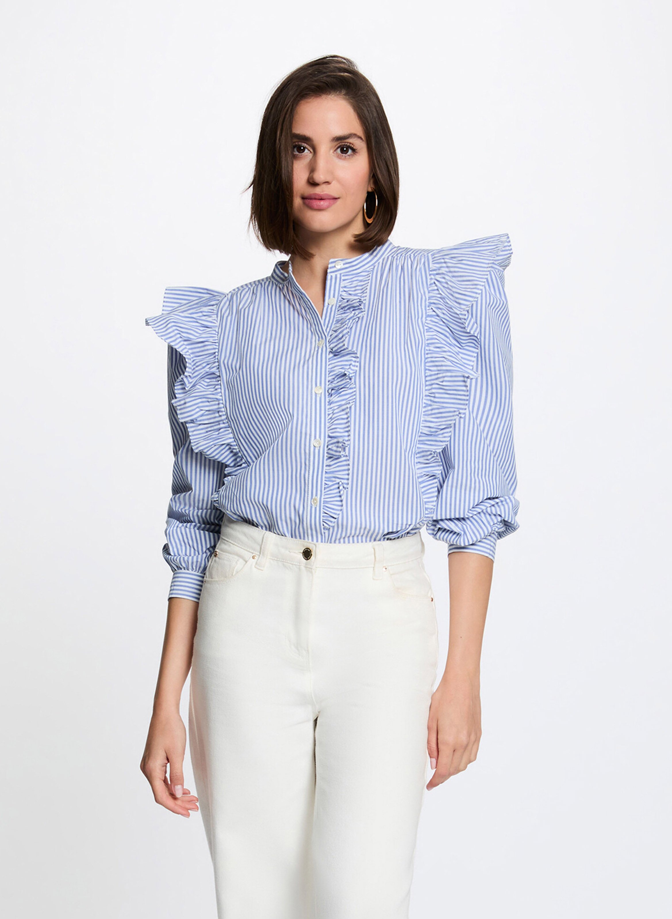 Katoenen blouse met ronde hals MORGAN Blauw