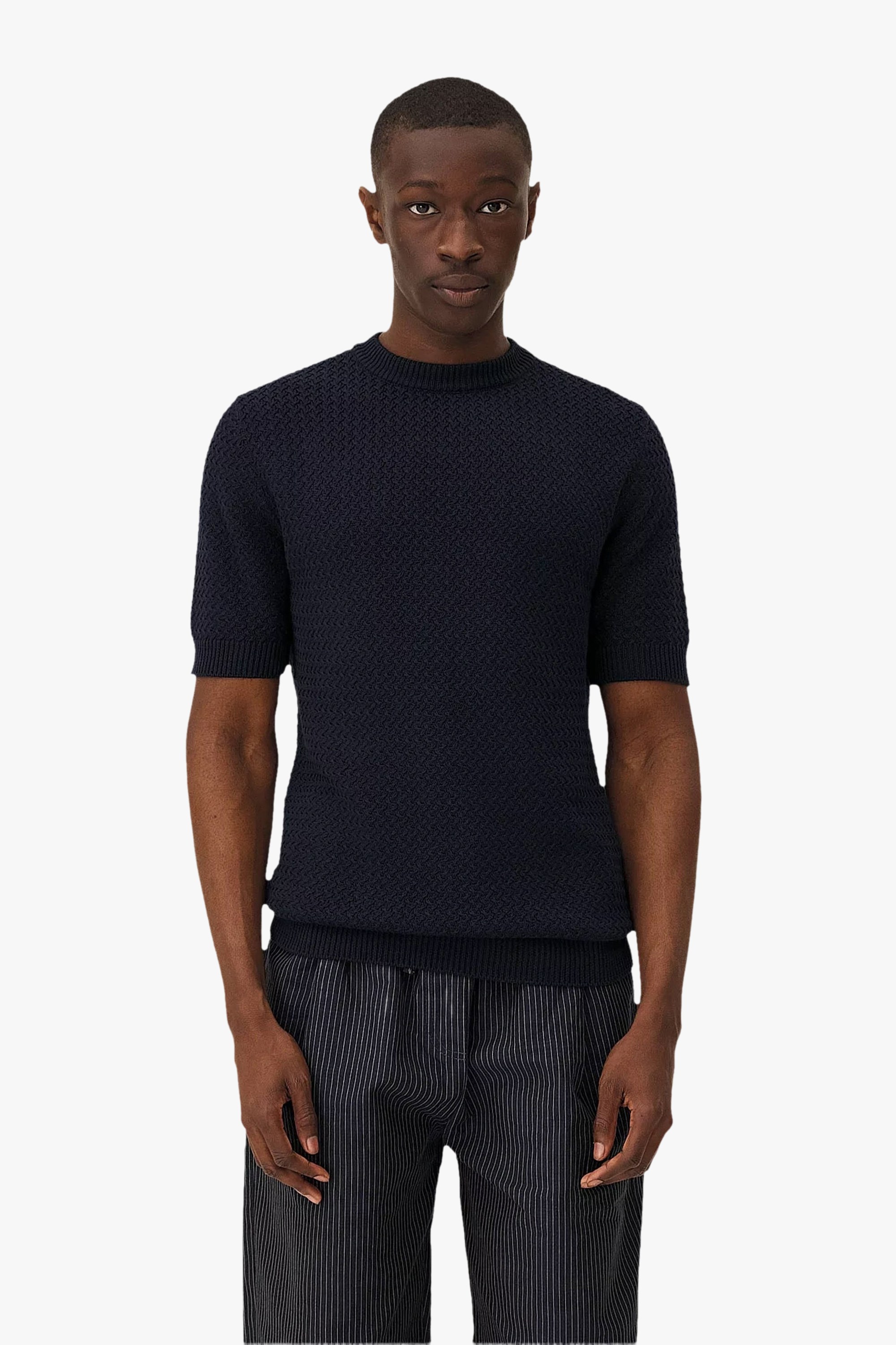Short-sleeved knit madera | Blue Noyoco Men