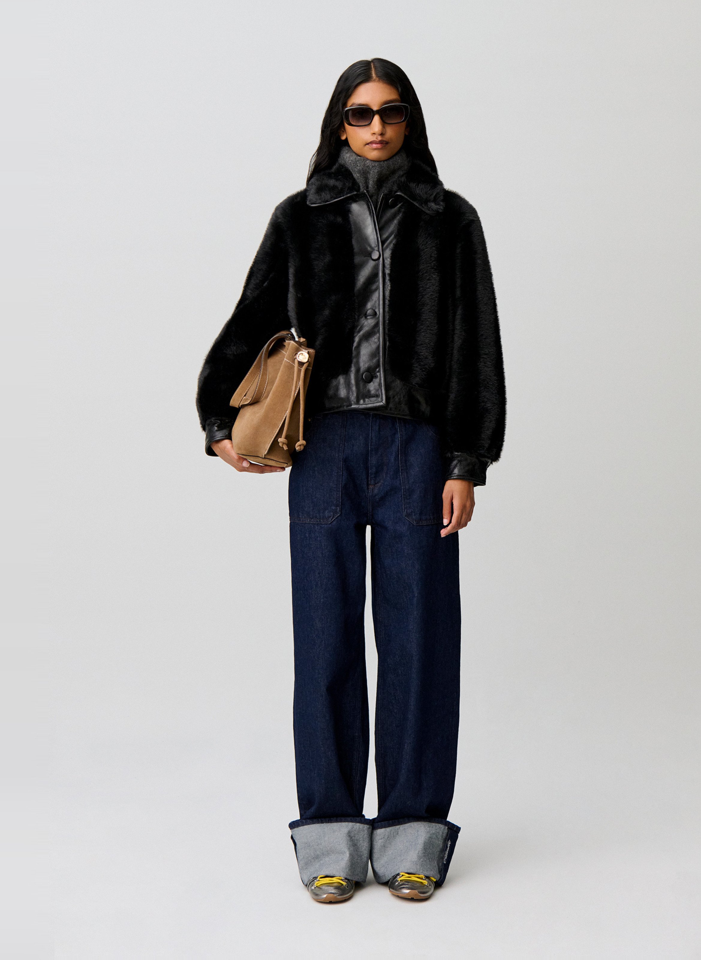 Veste courte en fausse fourrure CLAUDIE PIERLOT Noir