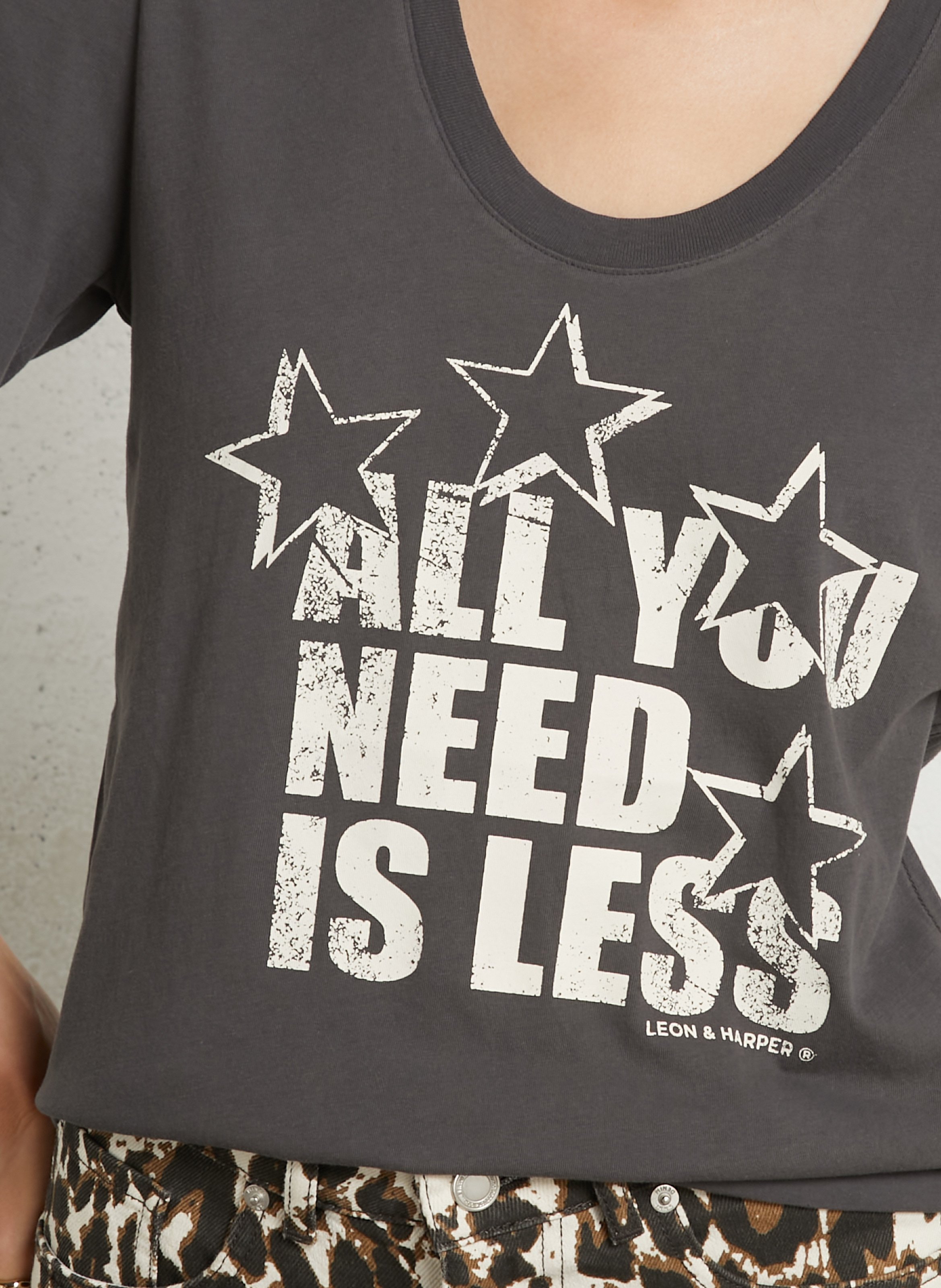 Tee-shirt imprimé en coton bio LEON & HARPER Gris