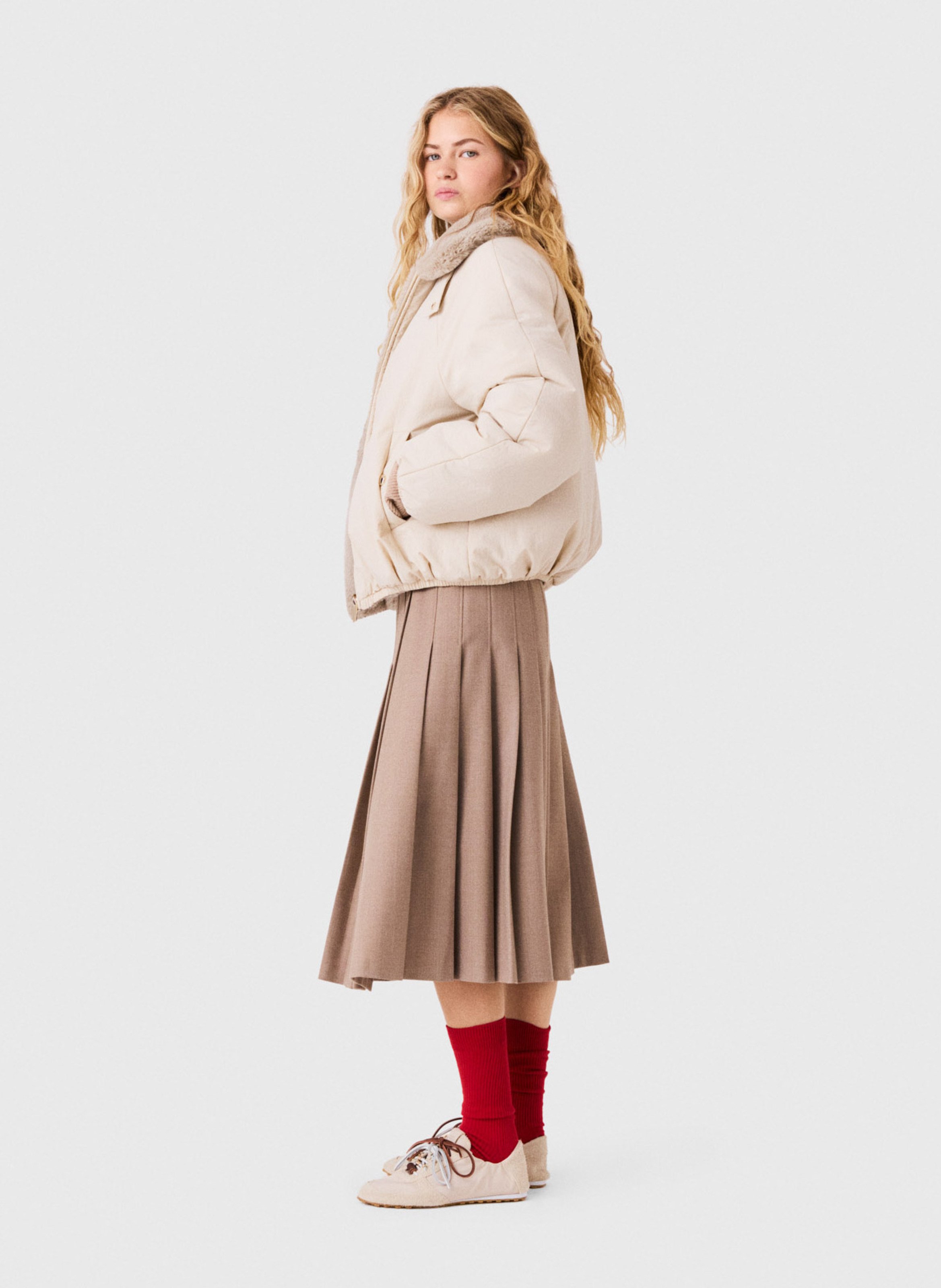 Ruime jas met omgeslagen kraag MAJE Beige