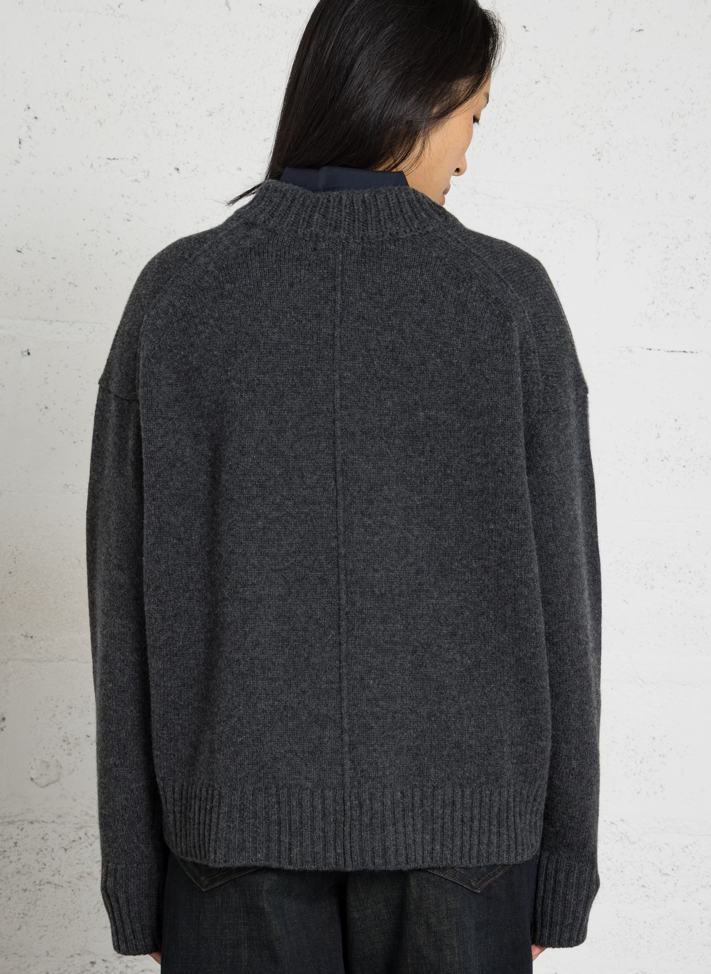 Pull oversize col V en laine  SOEUR Gris
