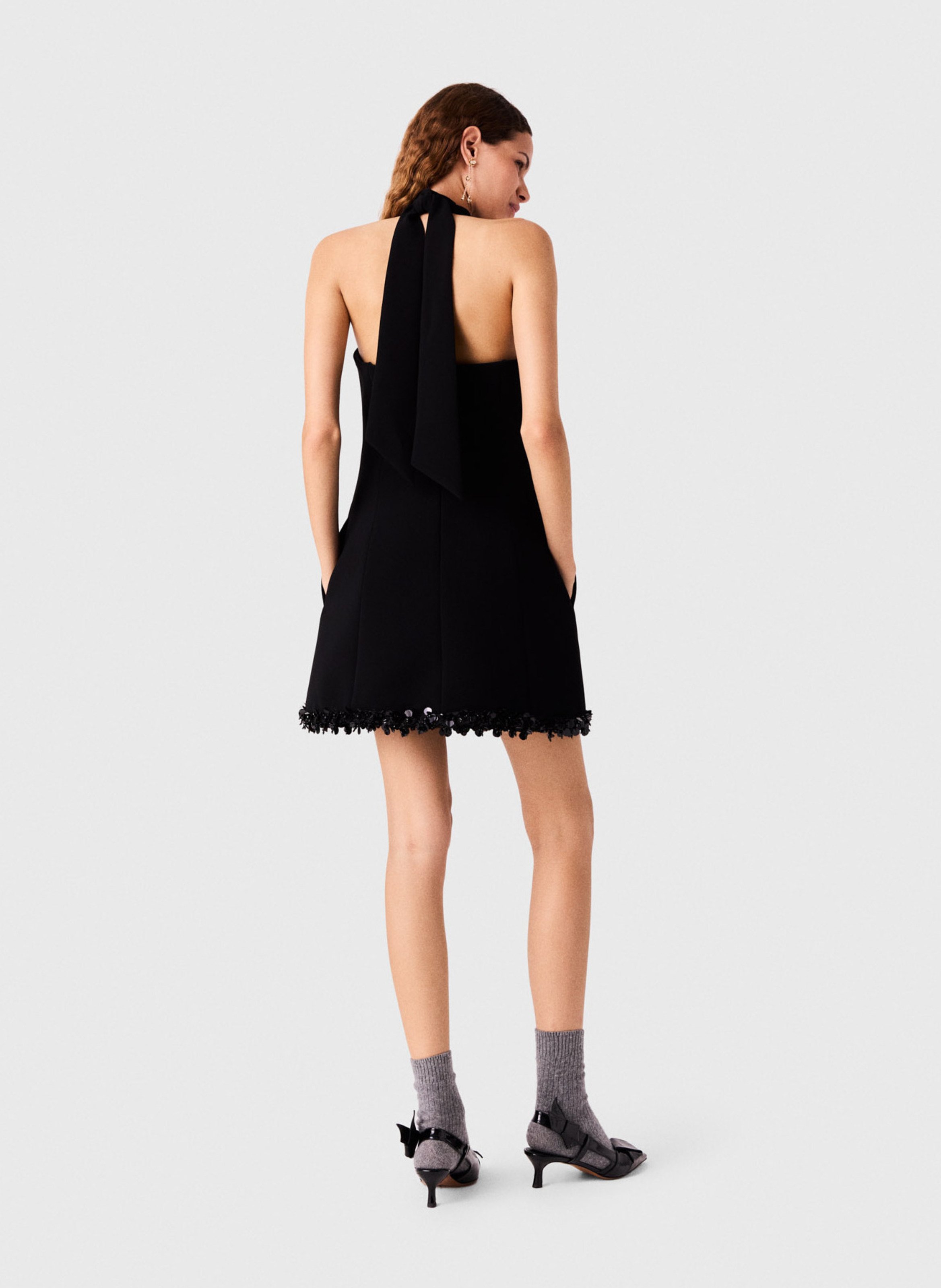 Robe courte évasée dos nu MAJE Noir