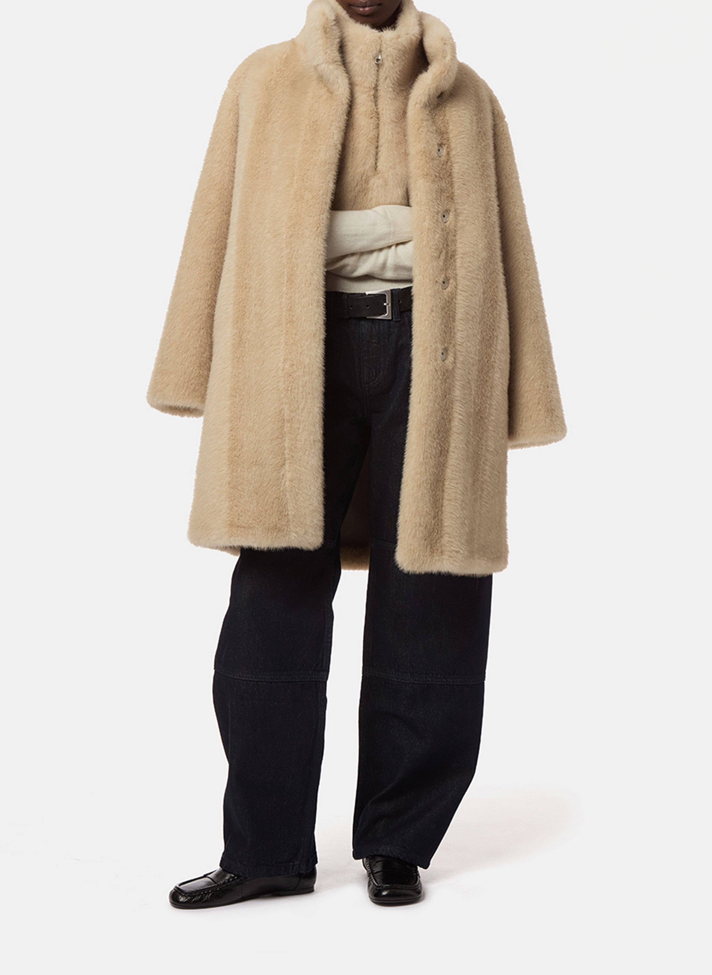 Hoge kraag van imitatiebont APPARIS Beige