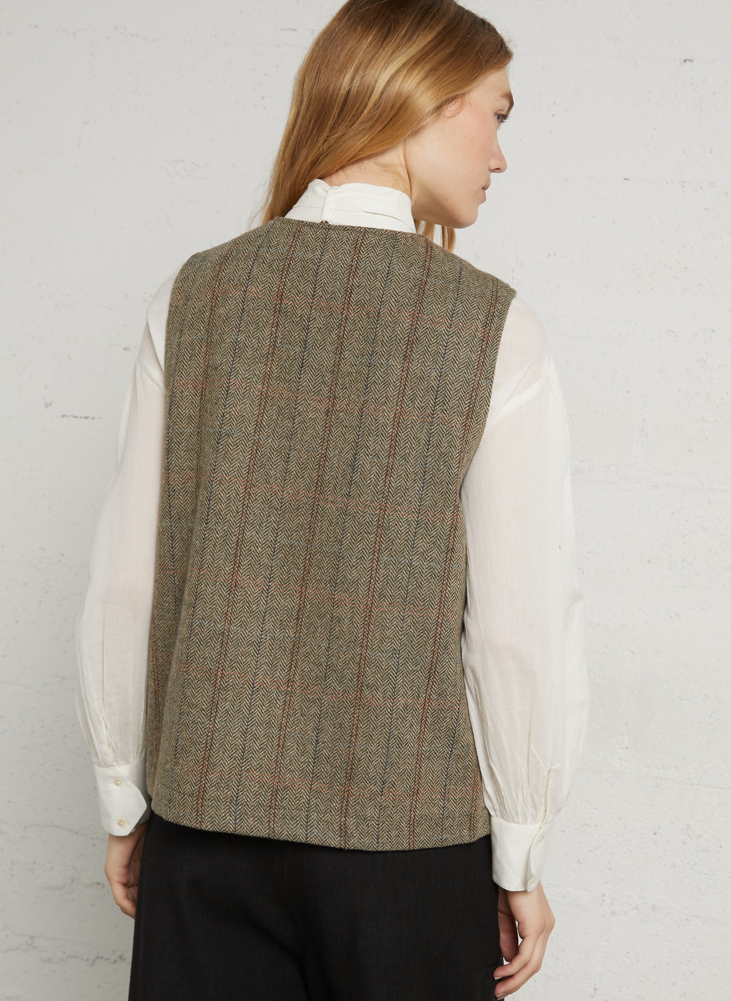 Gilet sans manches droit en laine DIEGA Kaki