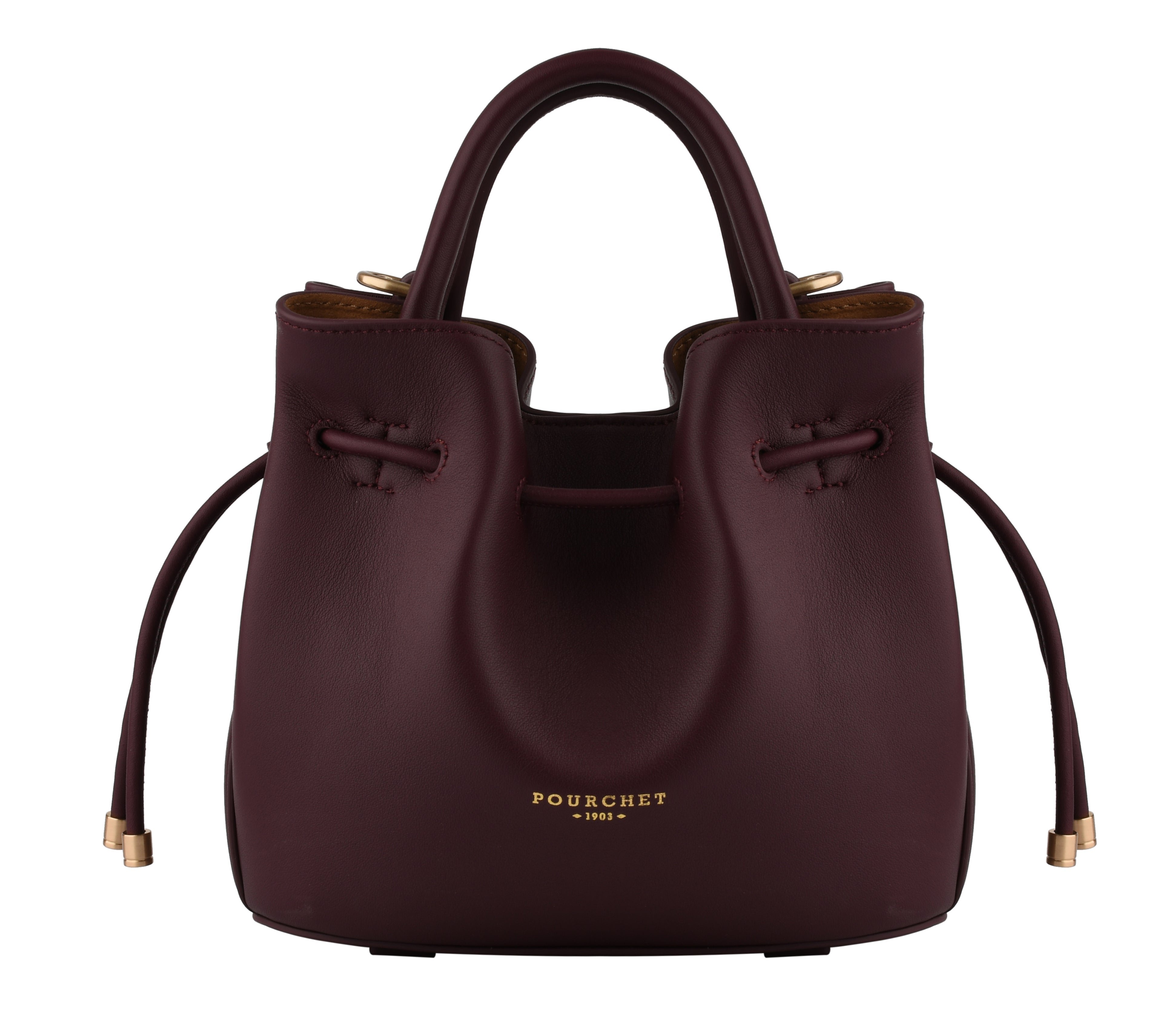 Calfskin leather handbag POURCHET Red
