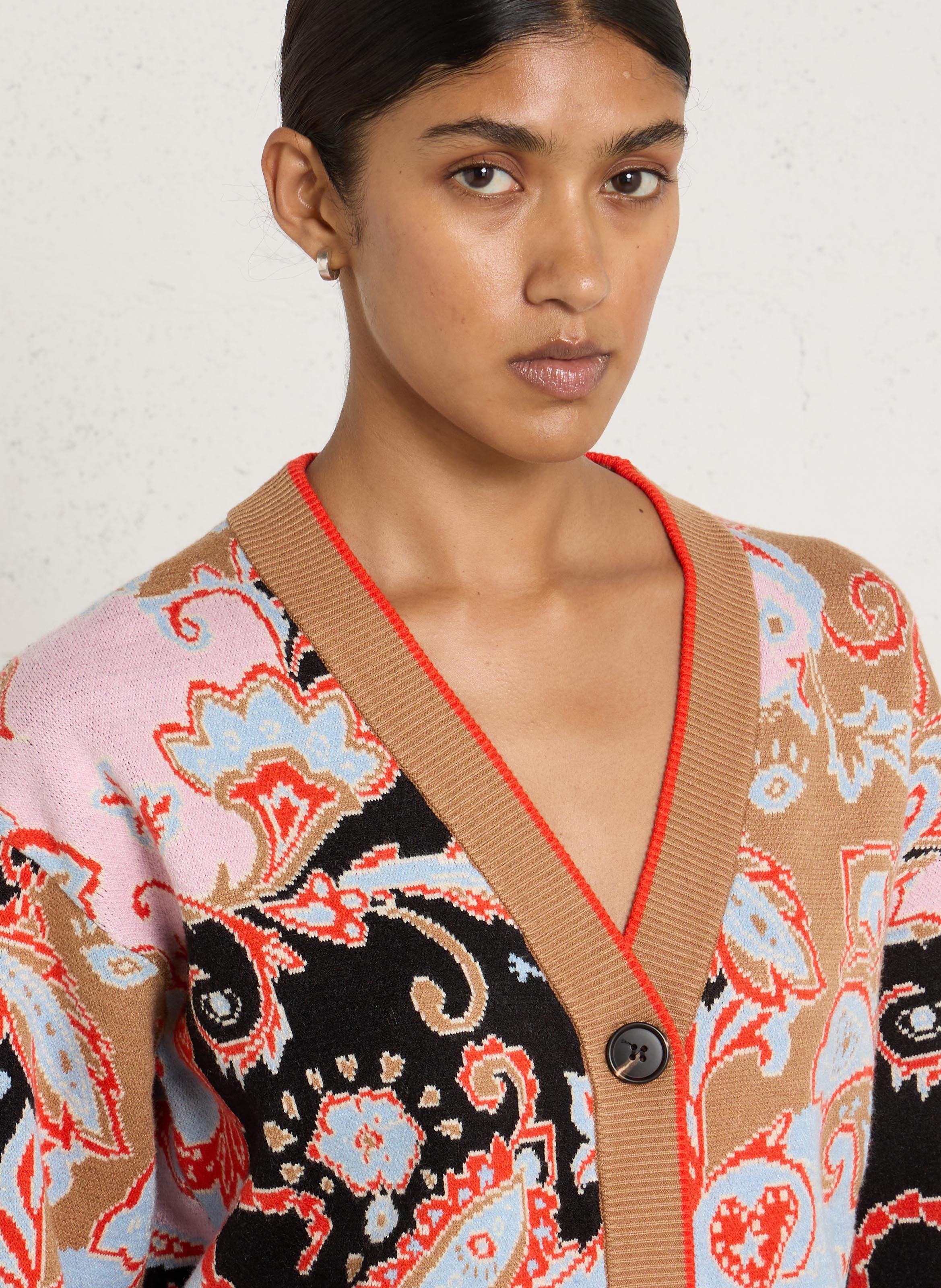 Straight printed V-neck cardigan NEVER FULLY DRESSED Black