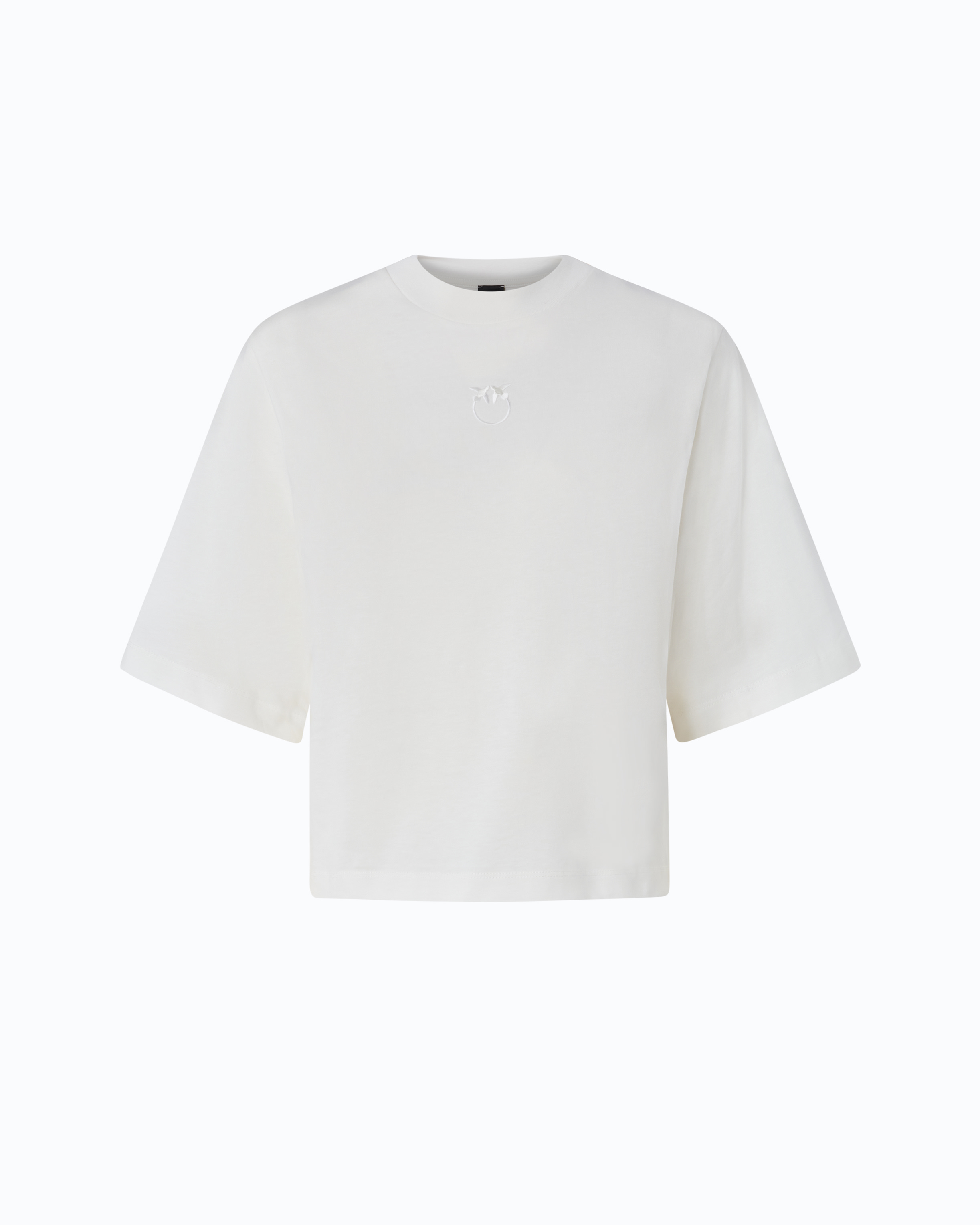 Wide-sleeved T-shirt with Love Birds logo PINKO White