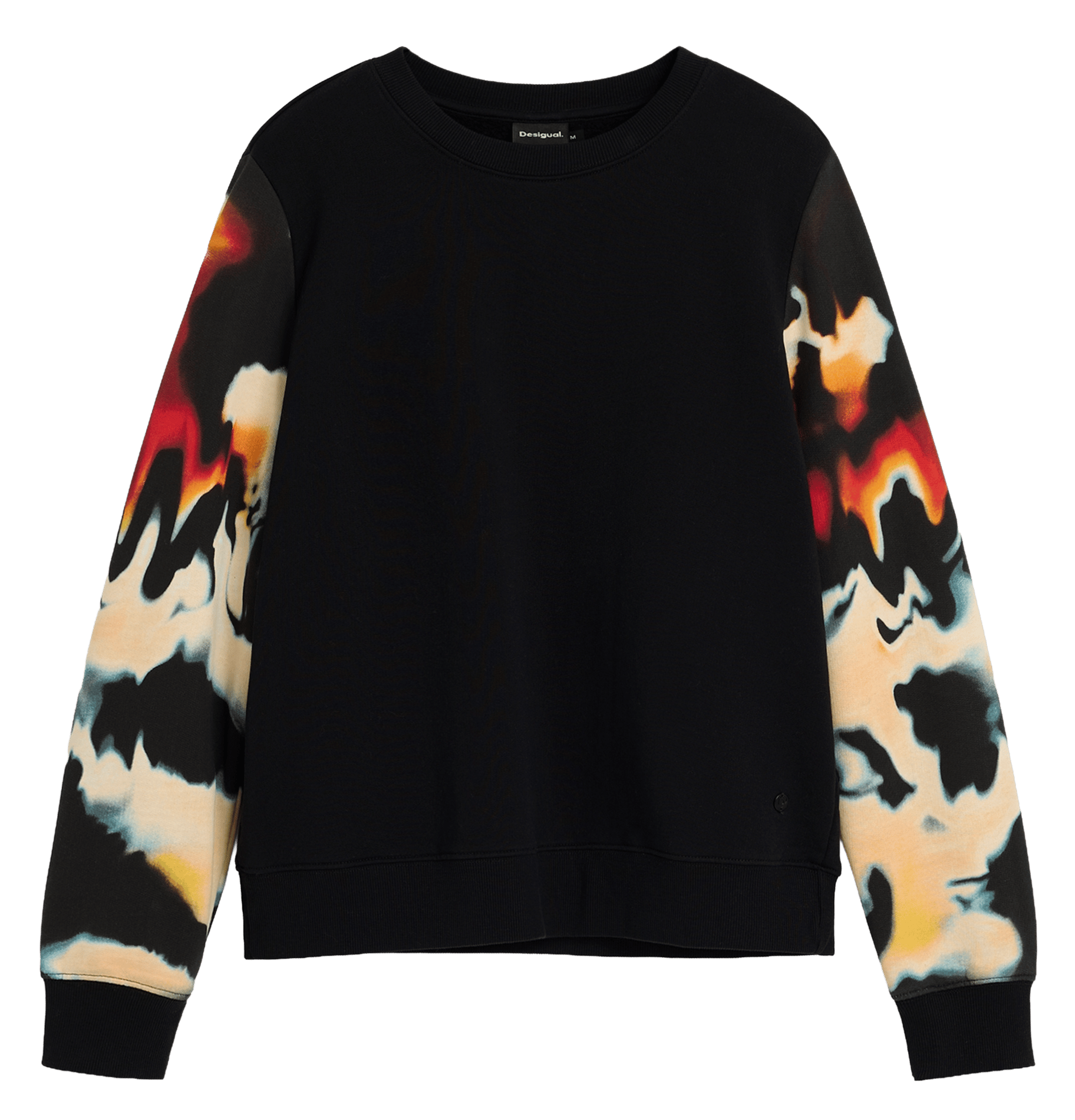 Sweat droit aux manches imprimées DESIGUAL Noir