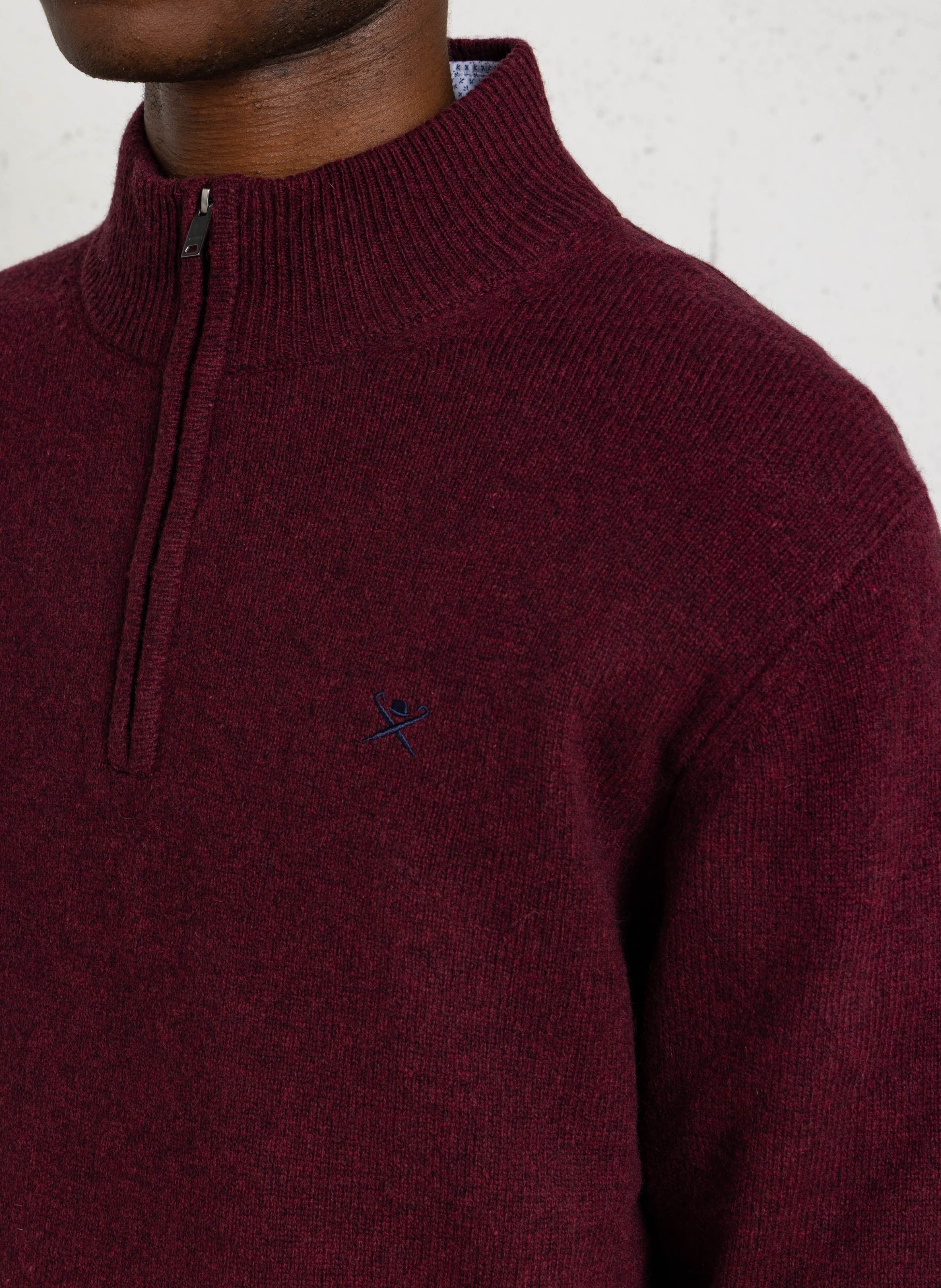 Pull droit col camionneur en laine HACKETT Rouge
