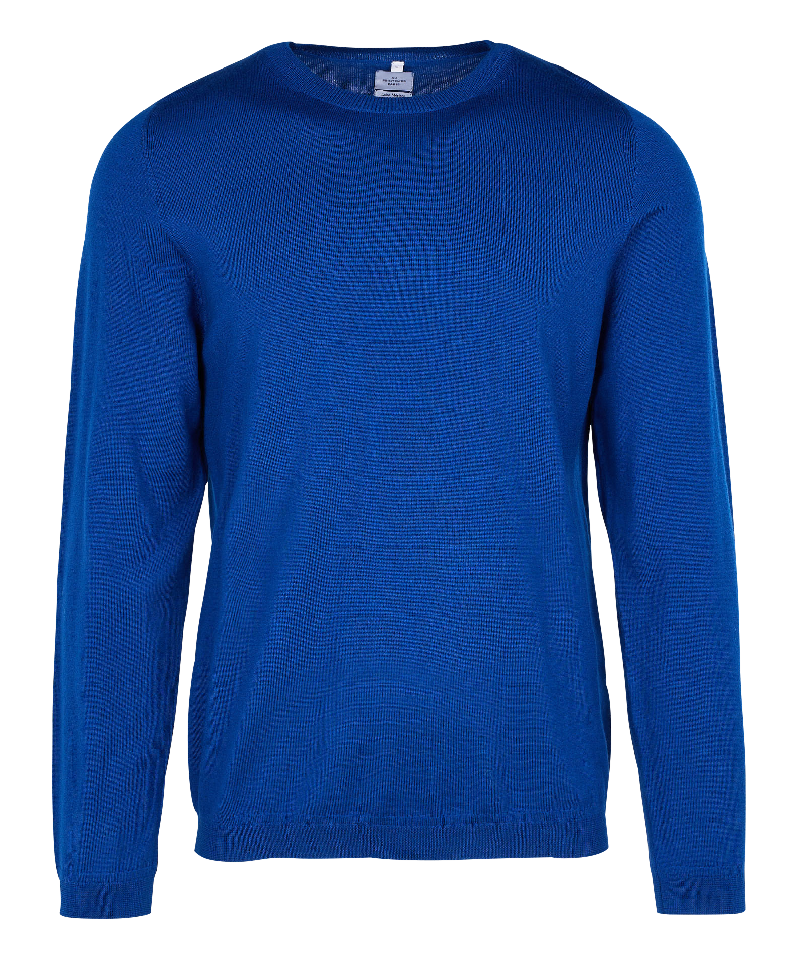 Regular-fit round-neck wool sweater AU PRINTEMPS PARIS Blue