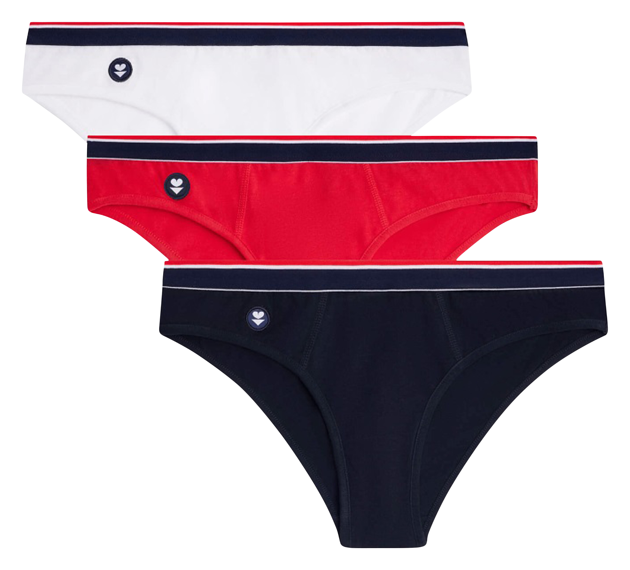 Setje Met 3 Katoenen Slips Marine Lsfblancrouge Le Slip Francais